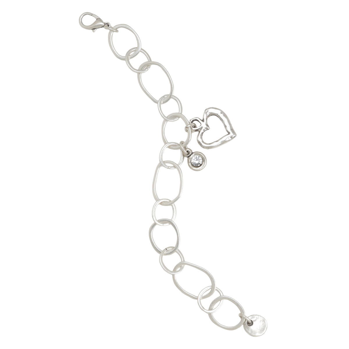 Handmade Heart Crystal Pewter Bracelet - 2954