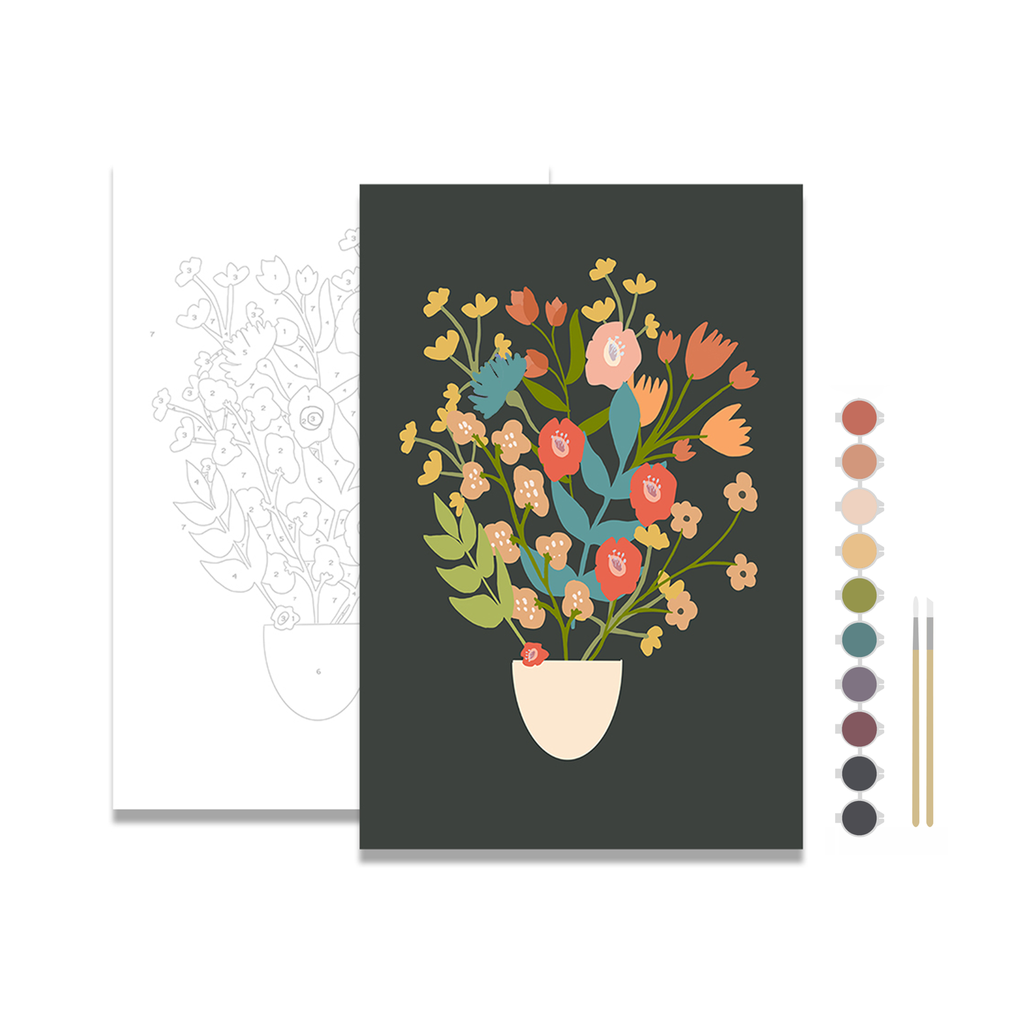 Flower Bouquet Meditative Art Paint by Number Kit: Kit + Magnetic Frame