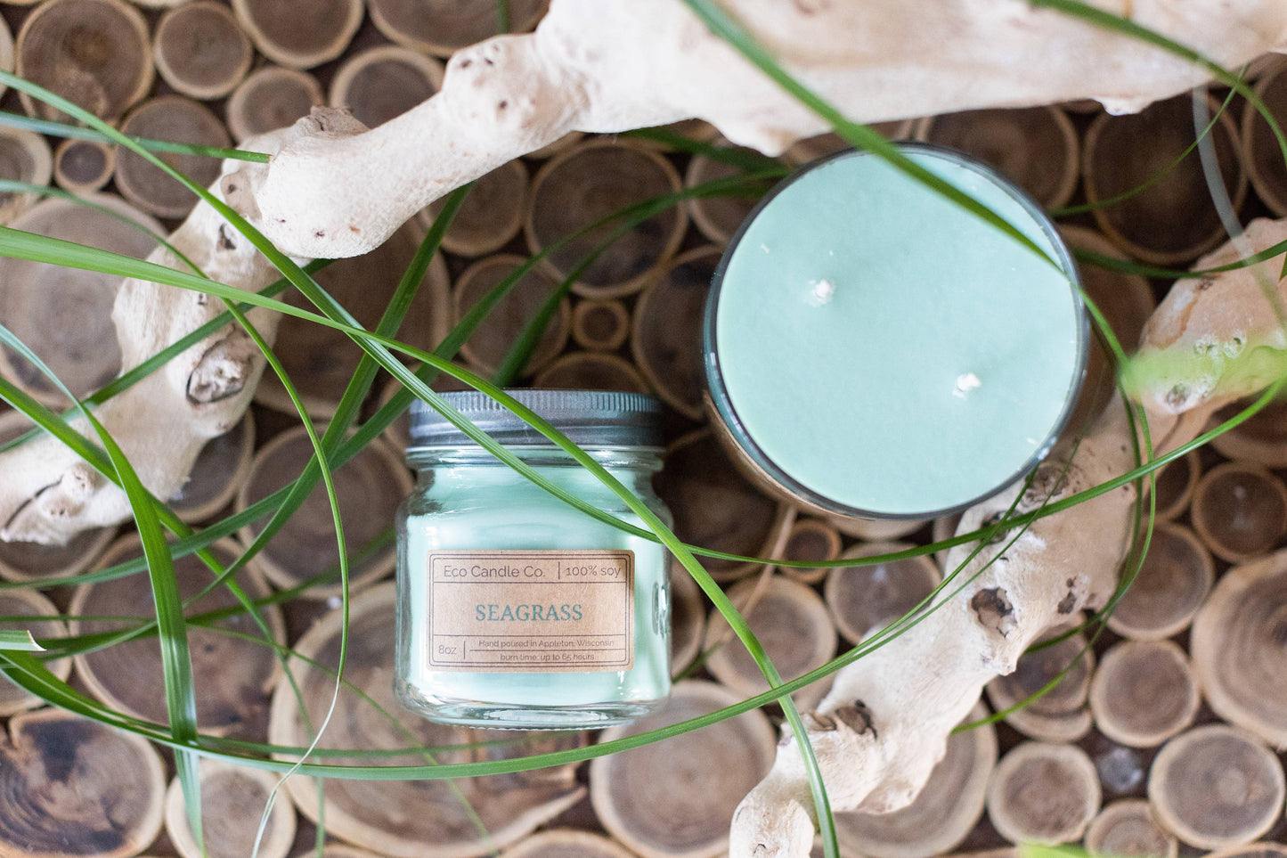 8oz mason SEAGRASS