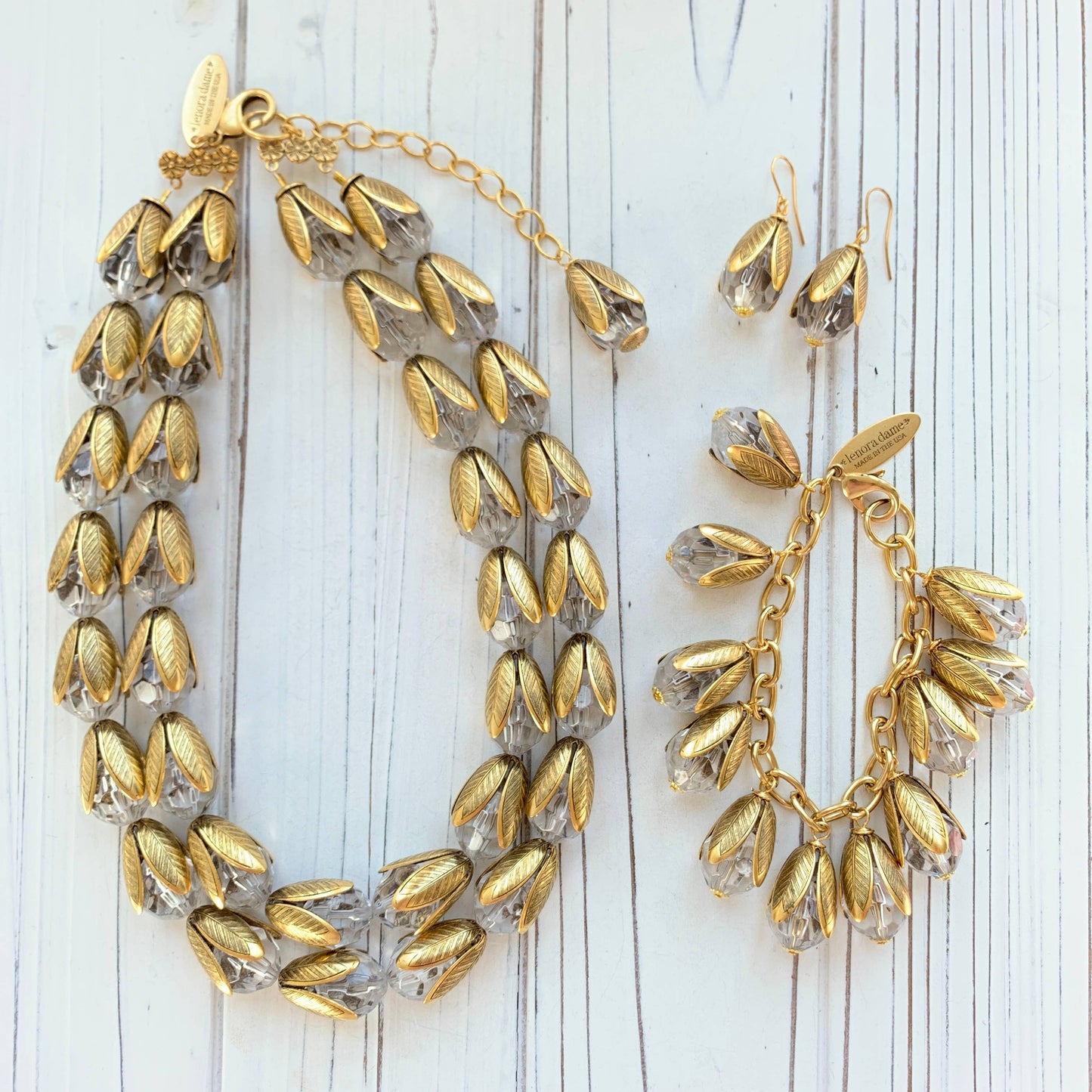 The Classic Bead Cap Charm Bracelet - Lucite