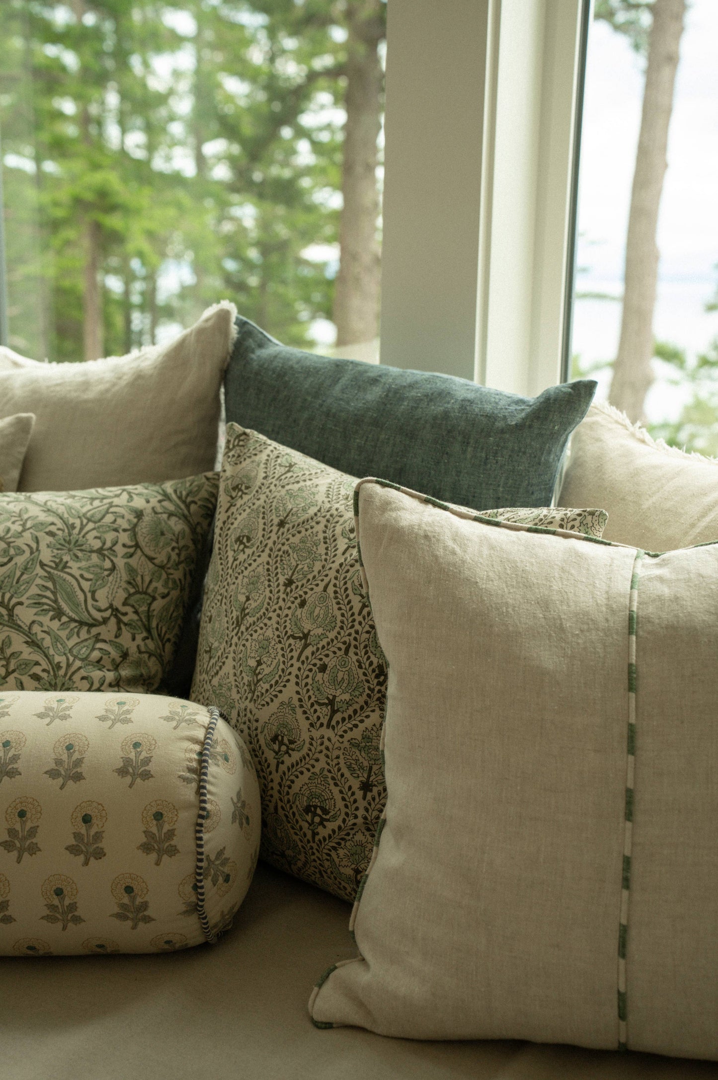 20x20 Lalita Block Print Pillow: Cover with Filler