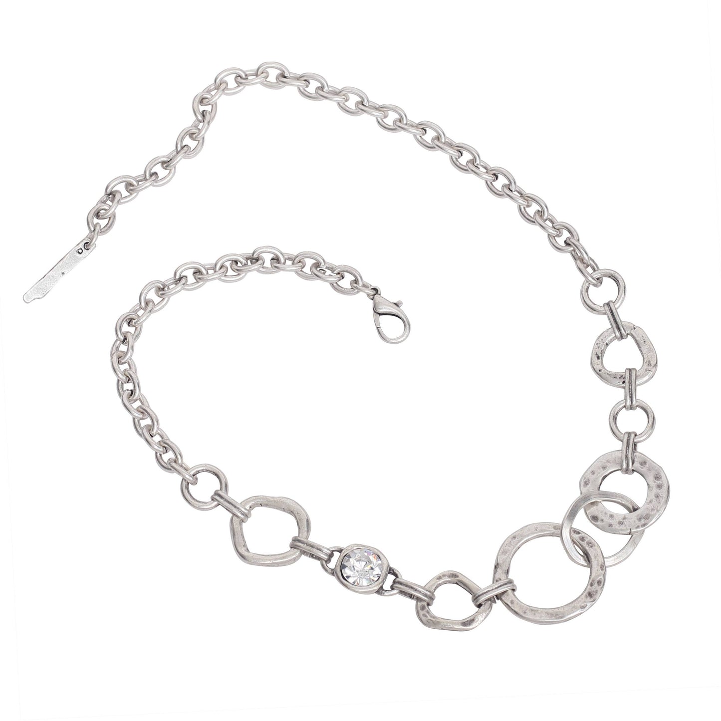 Handmade Crystal Pewter Necklace - 3987