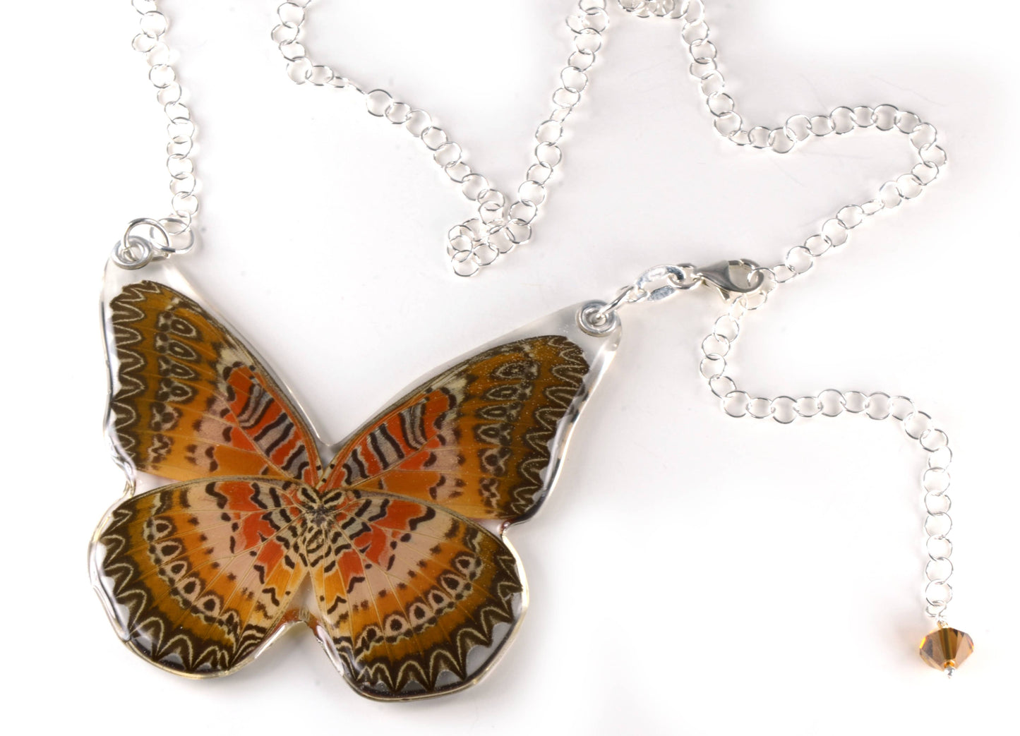 0060 Whole Butterfly Necklace, Cethosia Biblis Biblis