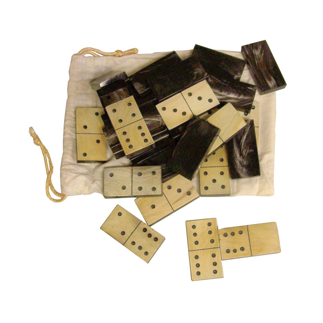 Horn Domino Set in Cloth Bag - 2"