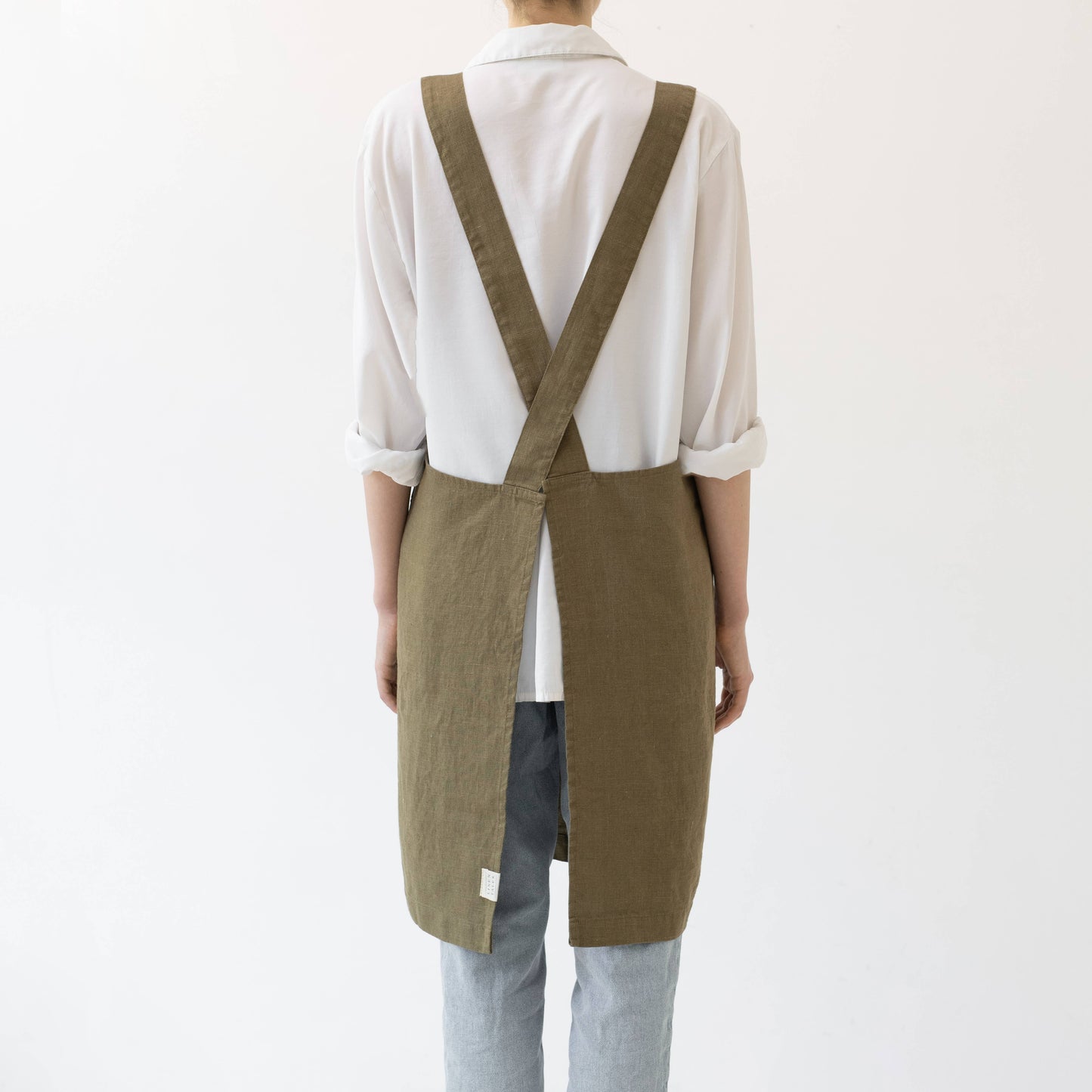 Martini Olive Linen Crossback Apron