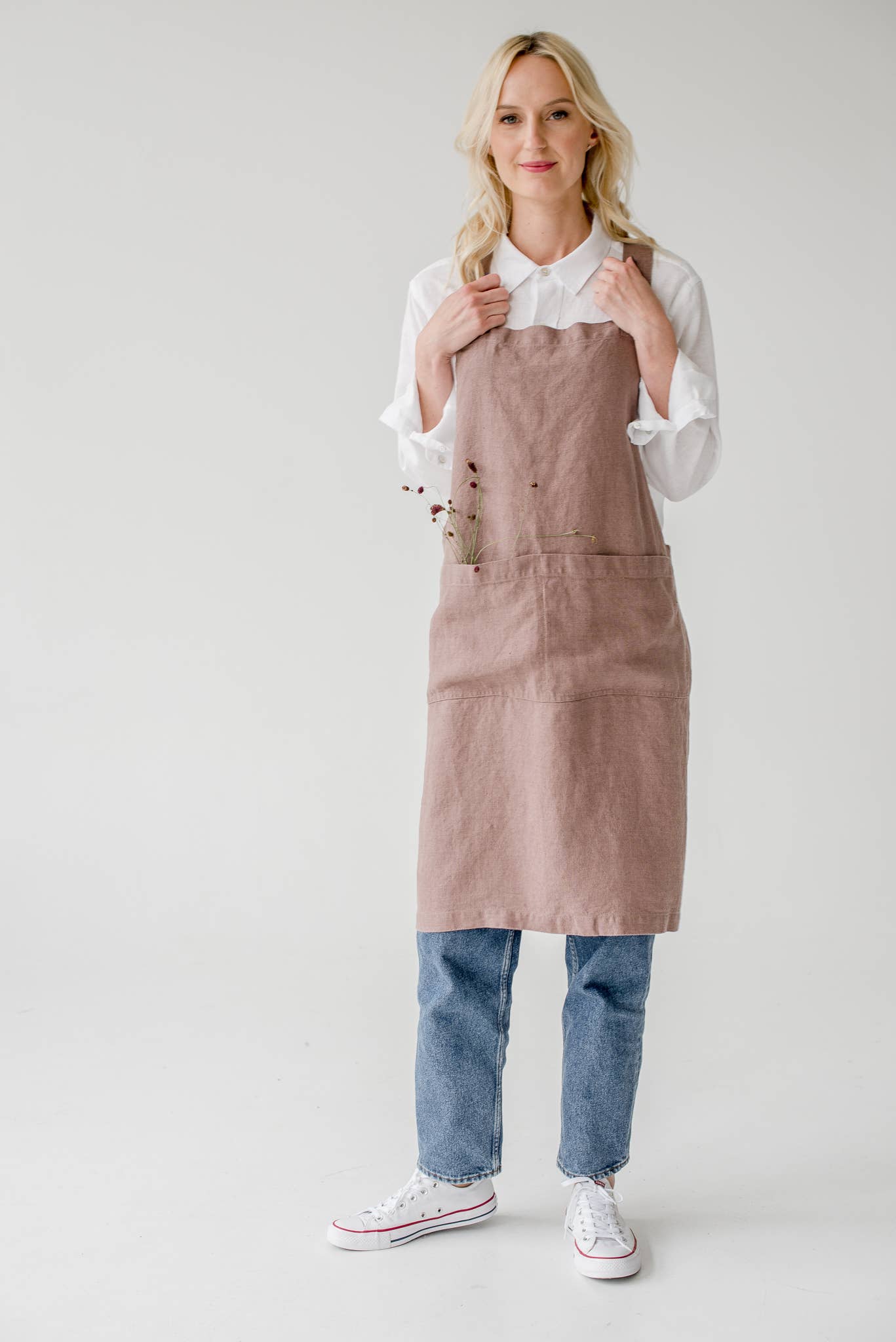 Ashes of Roses Linen Crossback Apron