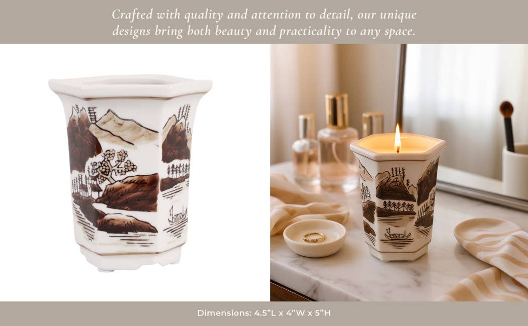 Scented Candle - Sage & Eucalyptus Brown Ceramic, 6 Oz