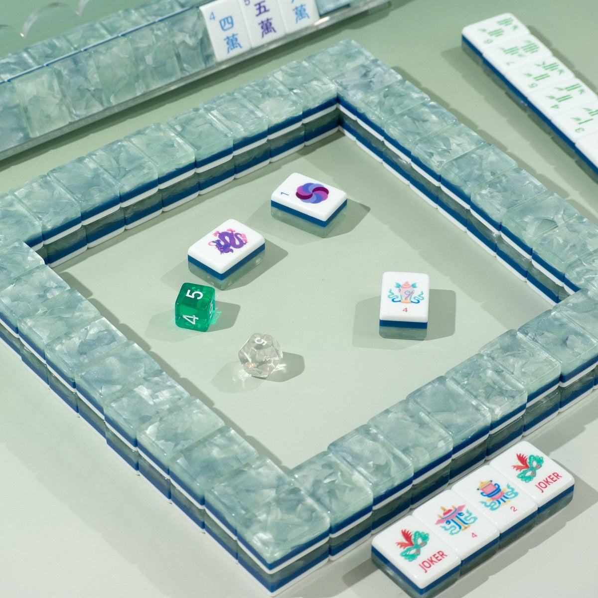 Jade Bloom Mahjong Set - Moonstone Pearl 12-02