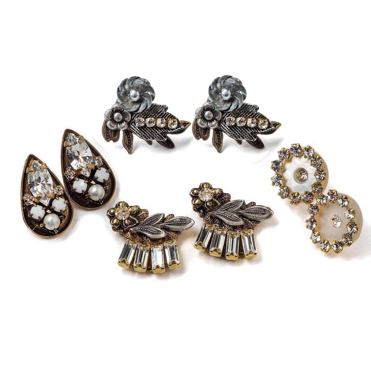 Shimmery Flora Stud Earrings Set (divided in 2)