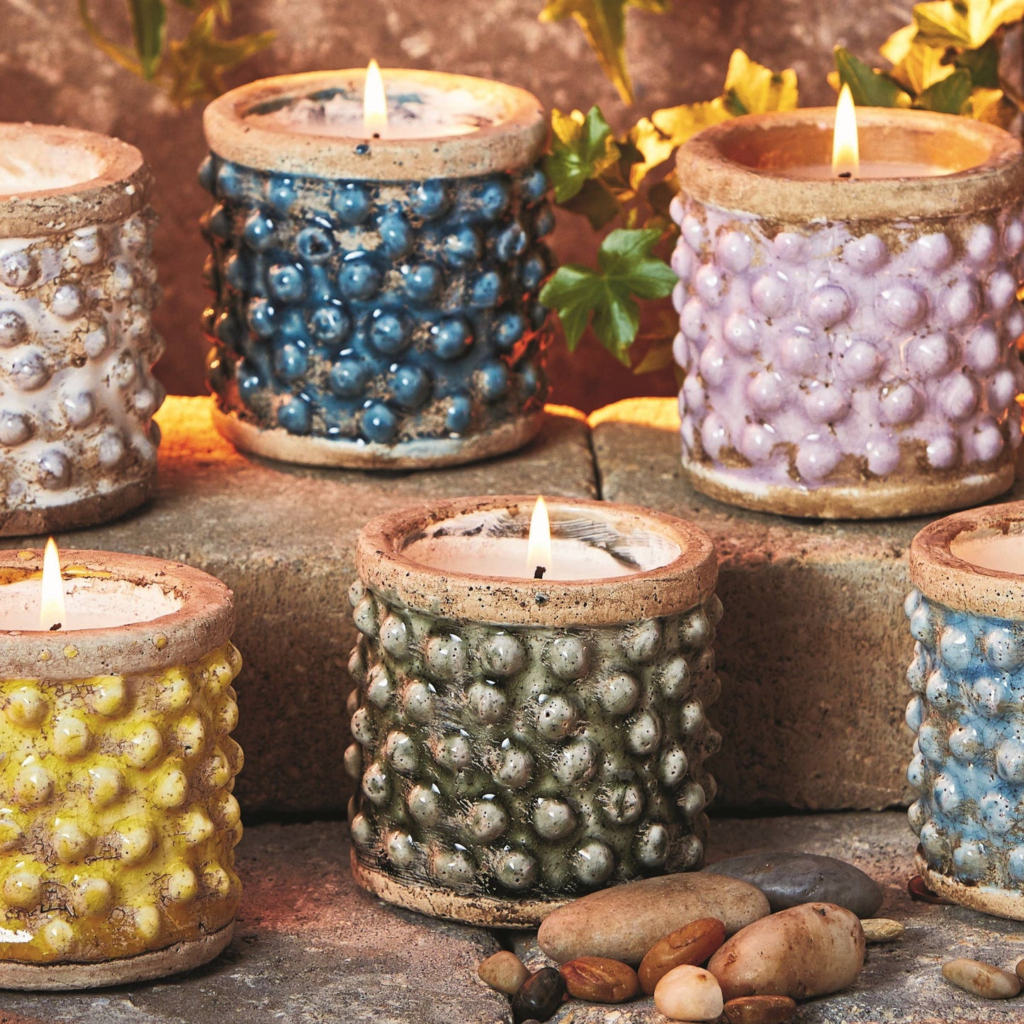 Tag Hobnail Citronella Candle Dk Green