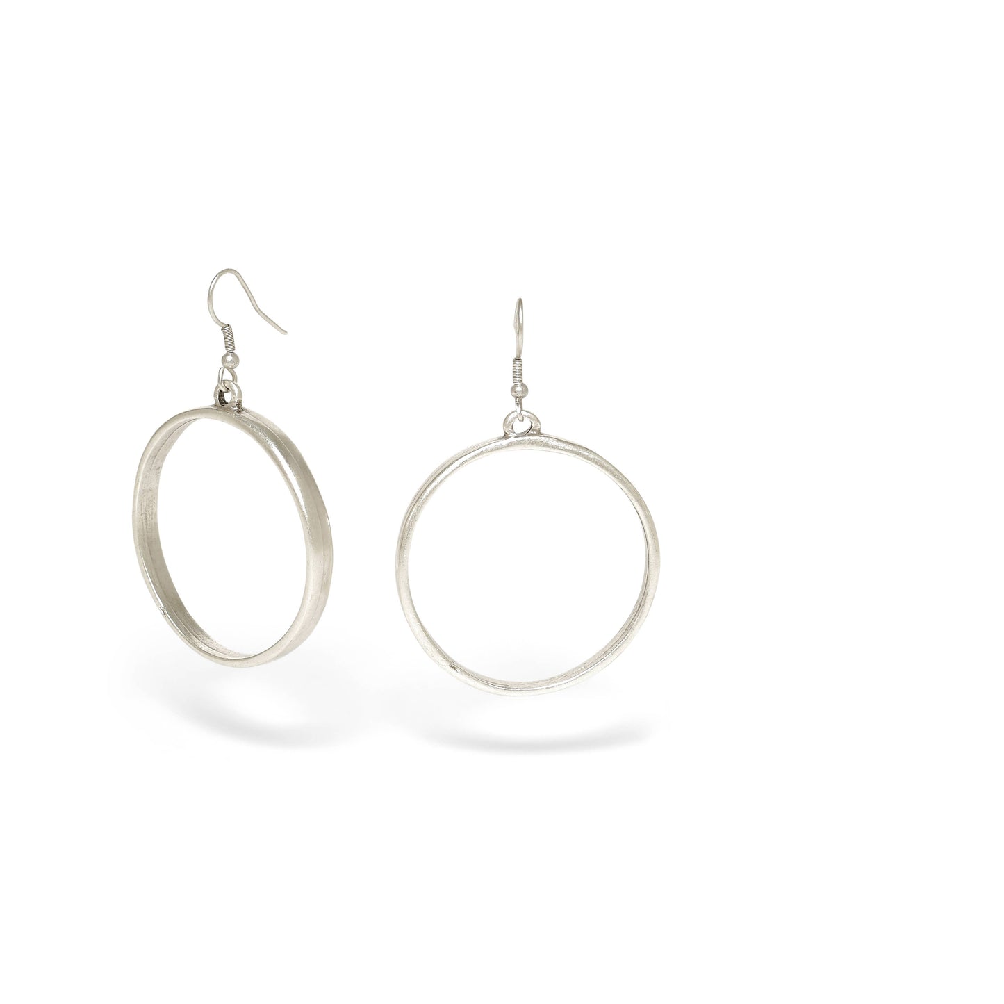 Handmade Hoop Pewter Earrings - 24-351