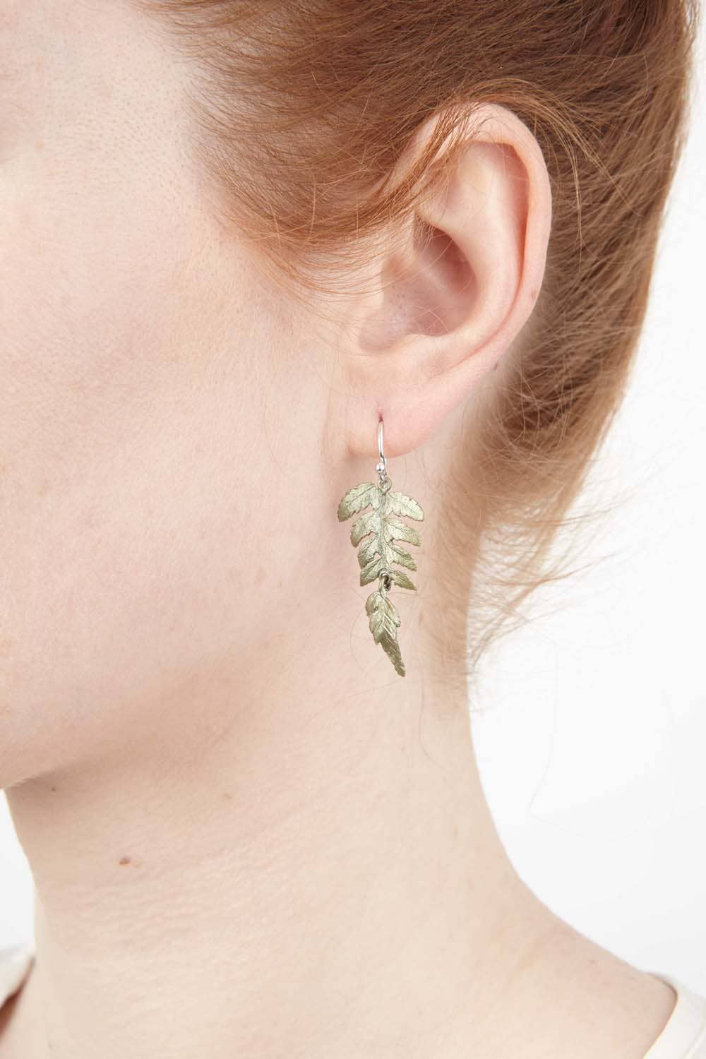 Fern Large Single Leaf Wire Earrings