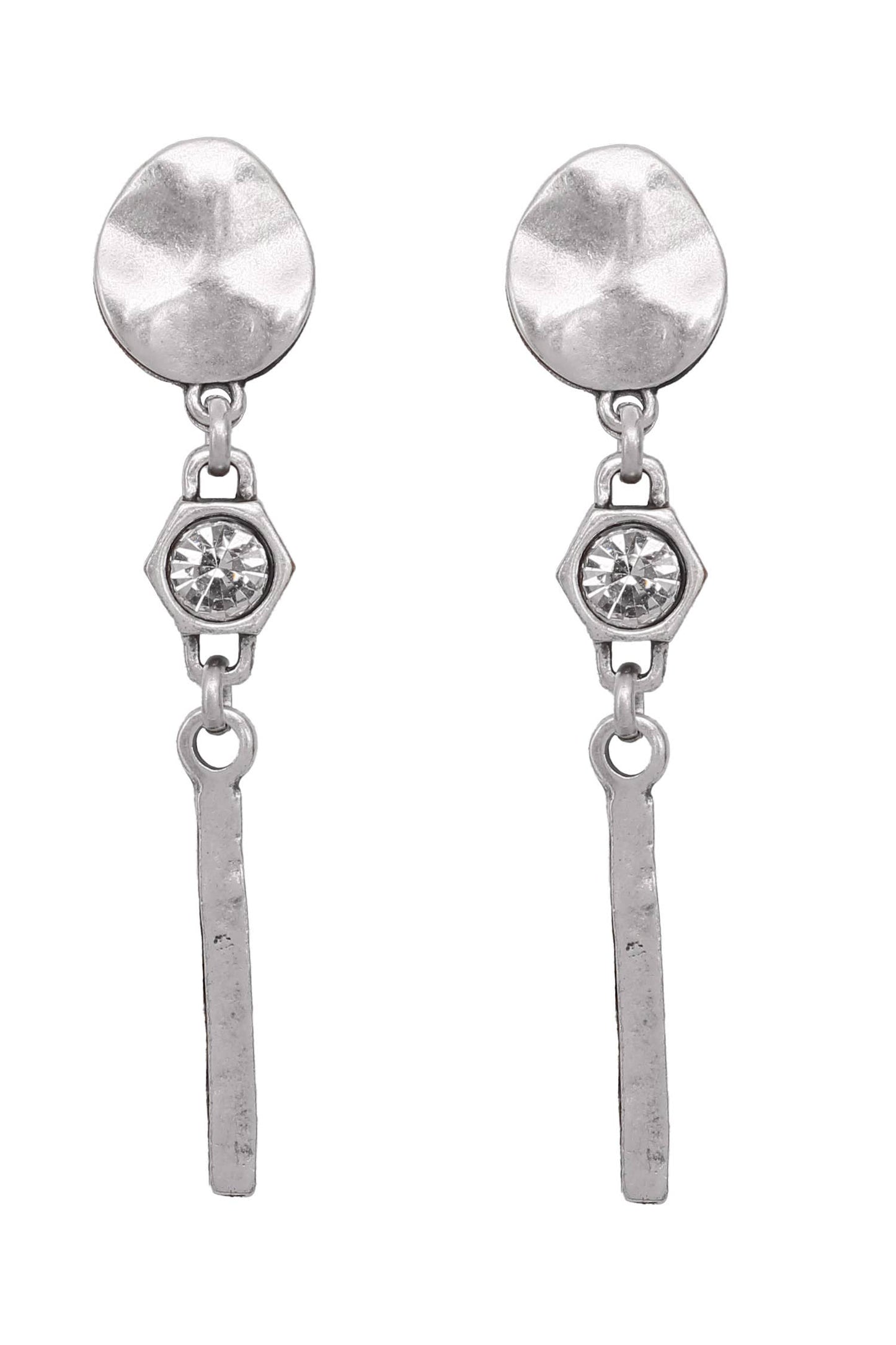 Handmade Crystal Pewter Earrings - 1878