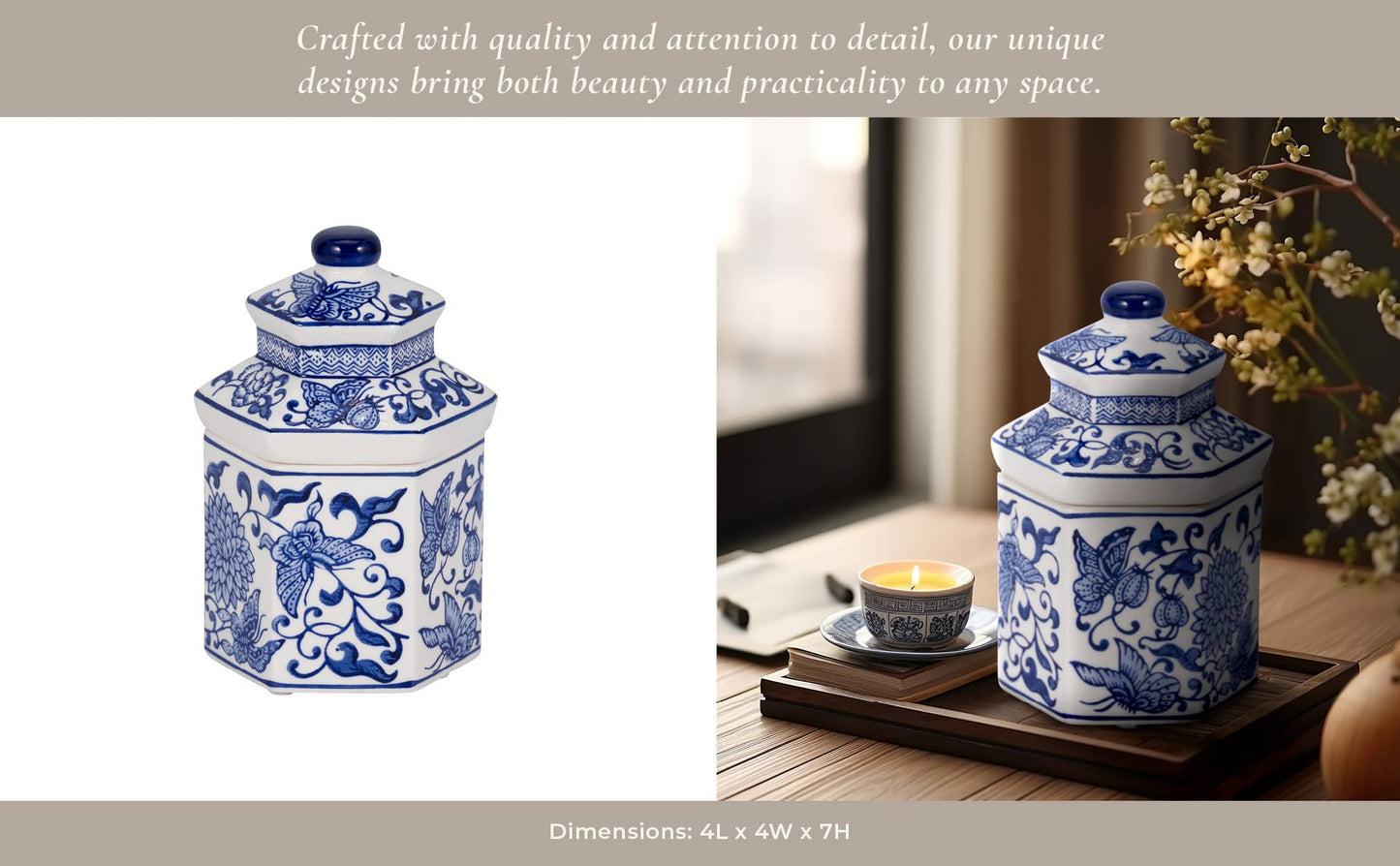 Scented Candle - Sandalwood Myrrh Soy Wax Chinoiserie, 6 Oz.