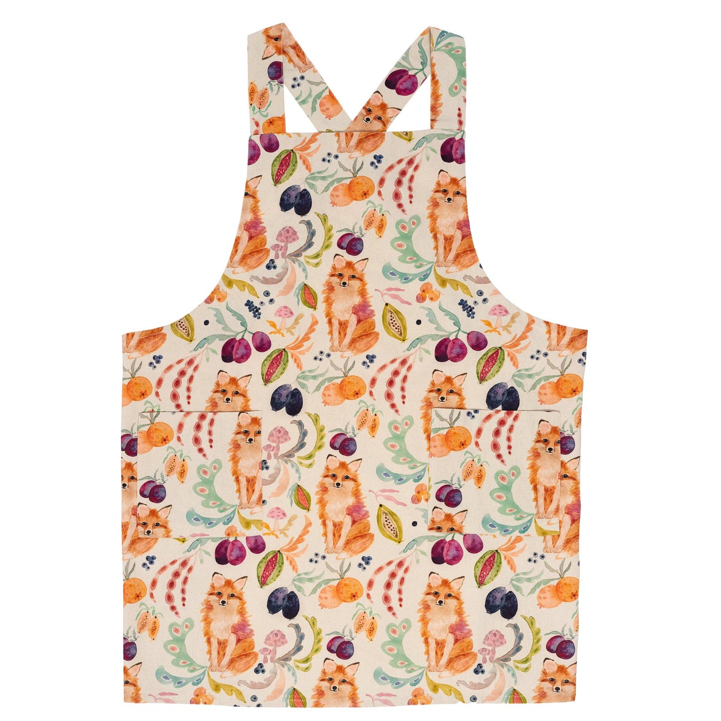 Smock Apron- Fox in the Orchard leaf