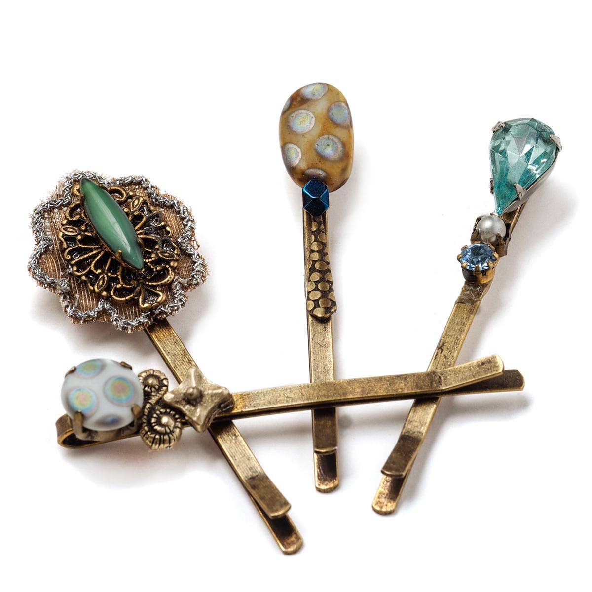 Peacock & Silver Lace Hairpin Set