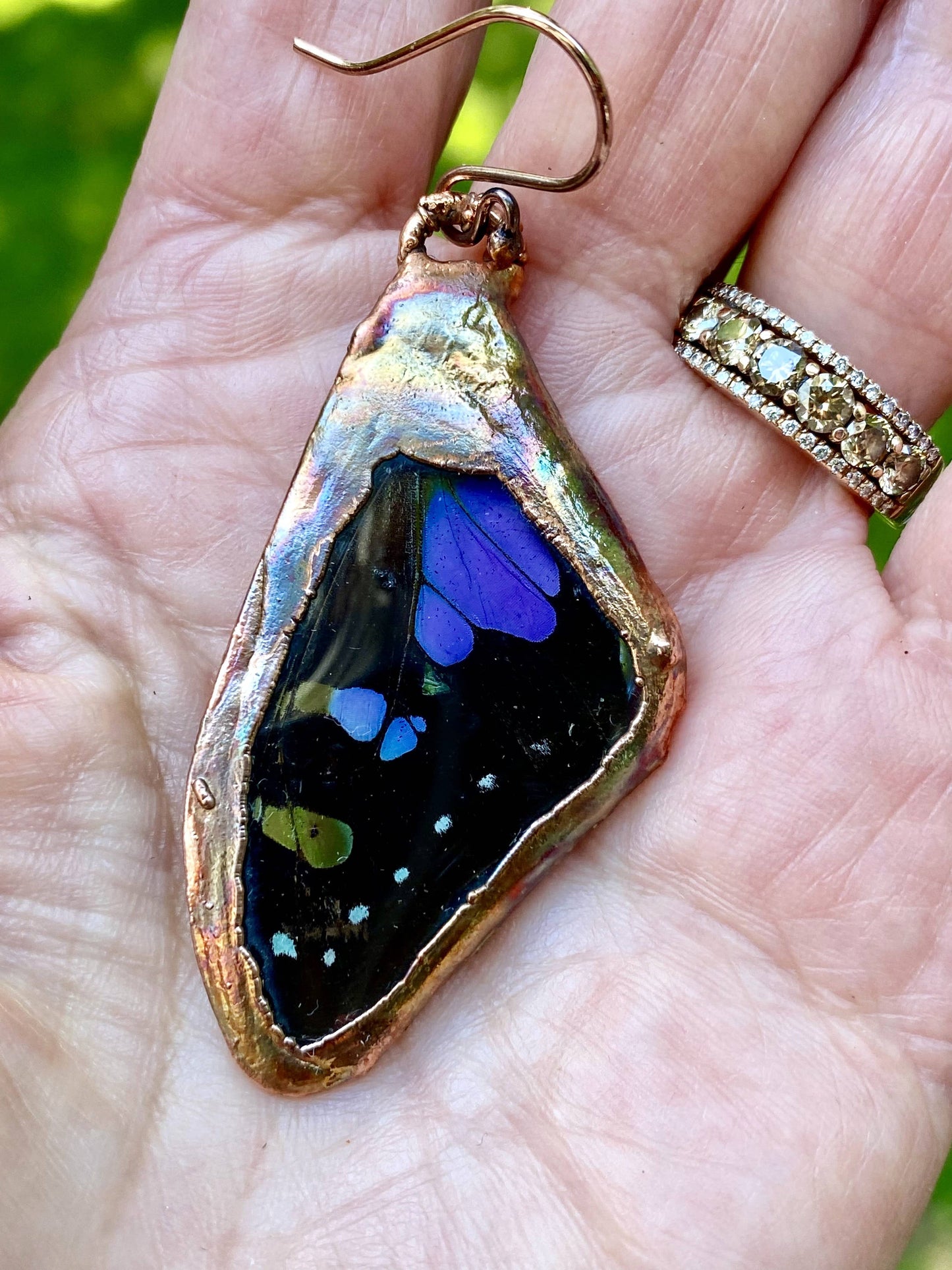 Purple Swallowtail Earrings Copper Electroformed