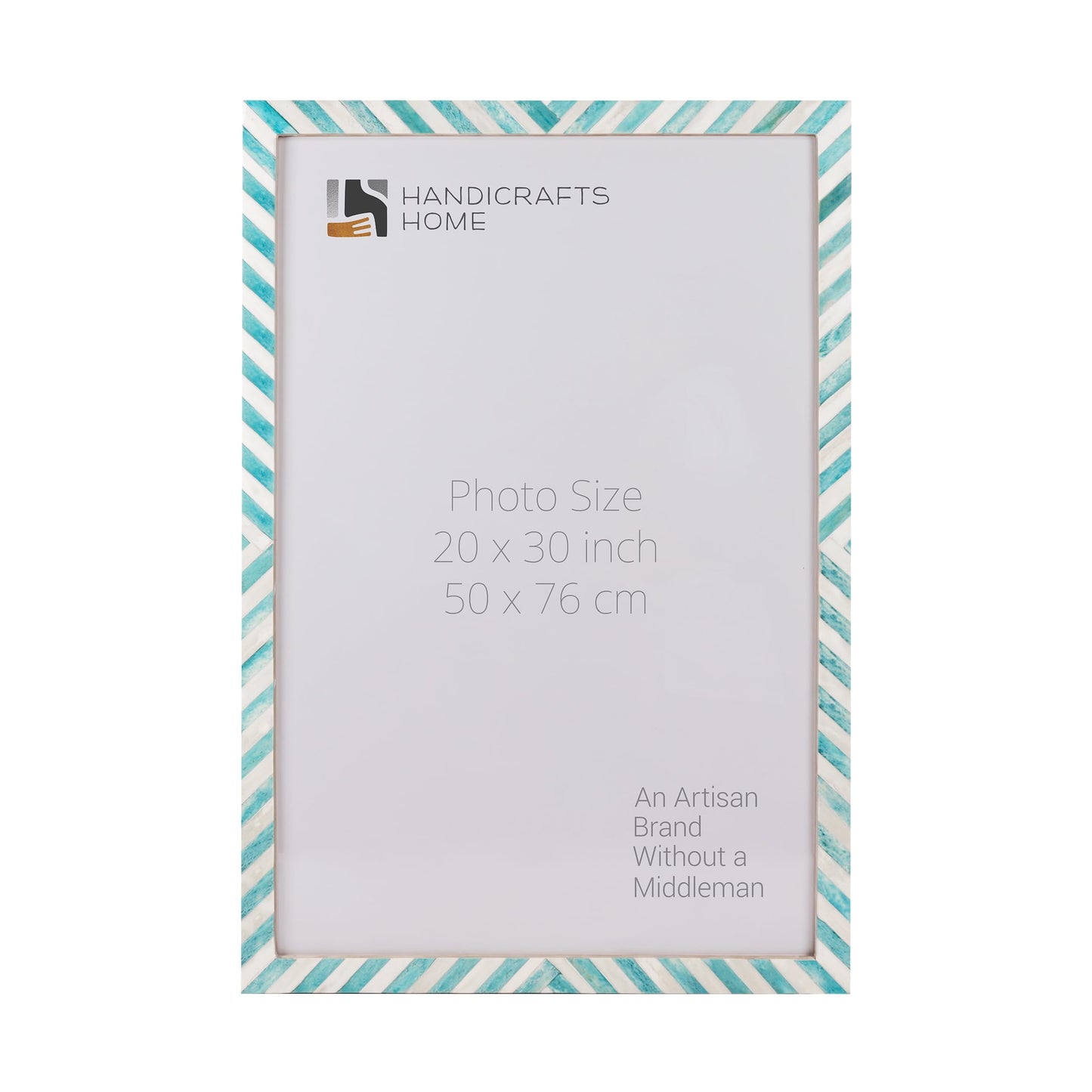 Chevron Pattern Bone Inlay Picture Frames, 26 Sizes, Green: 5x7