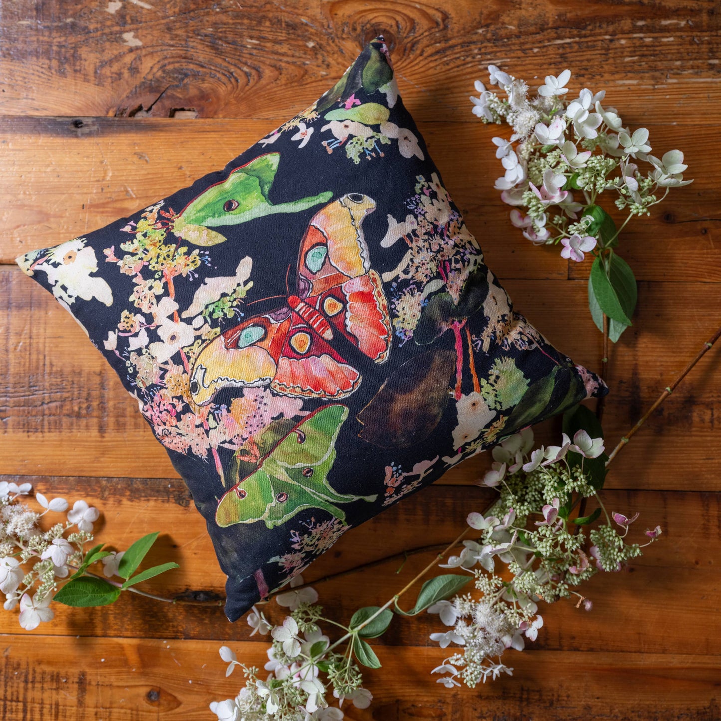 Pillow-Night Moths 18" x 18"