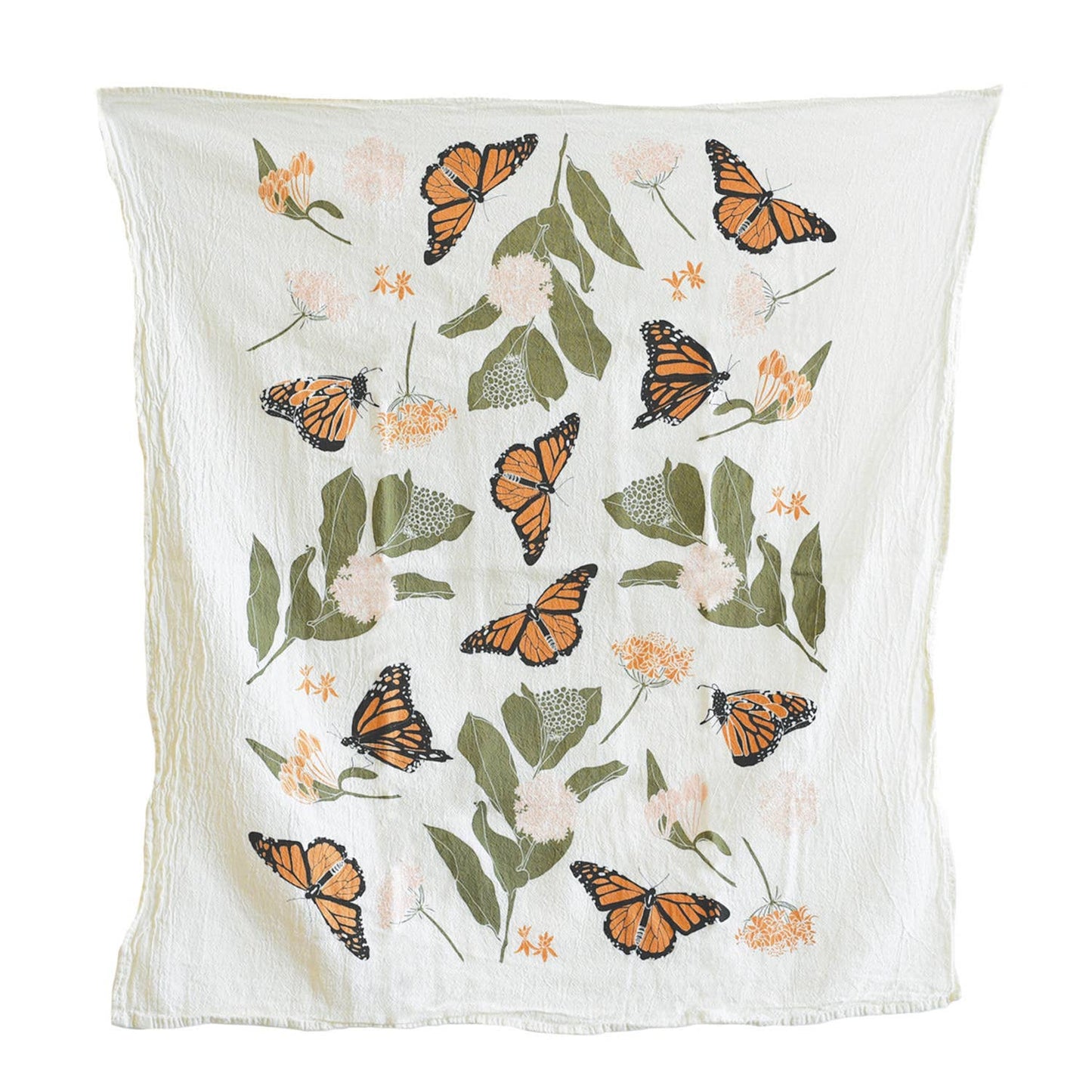 Monarchs + Milkweeds Towel: 25” x 26”