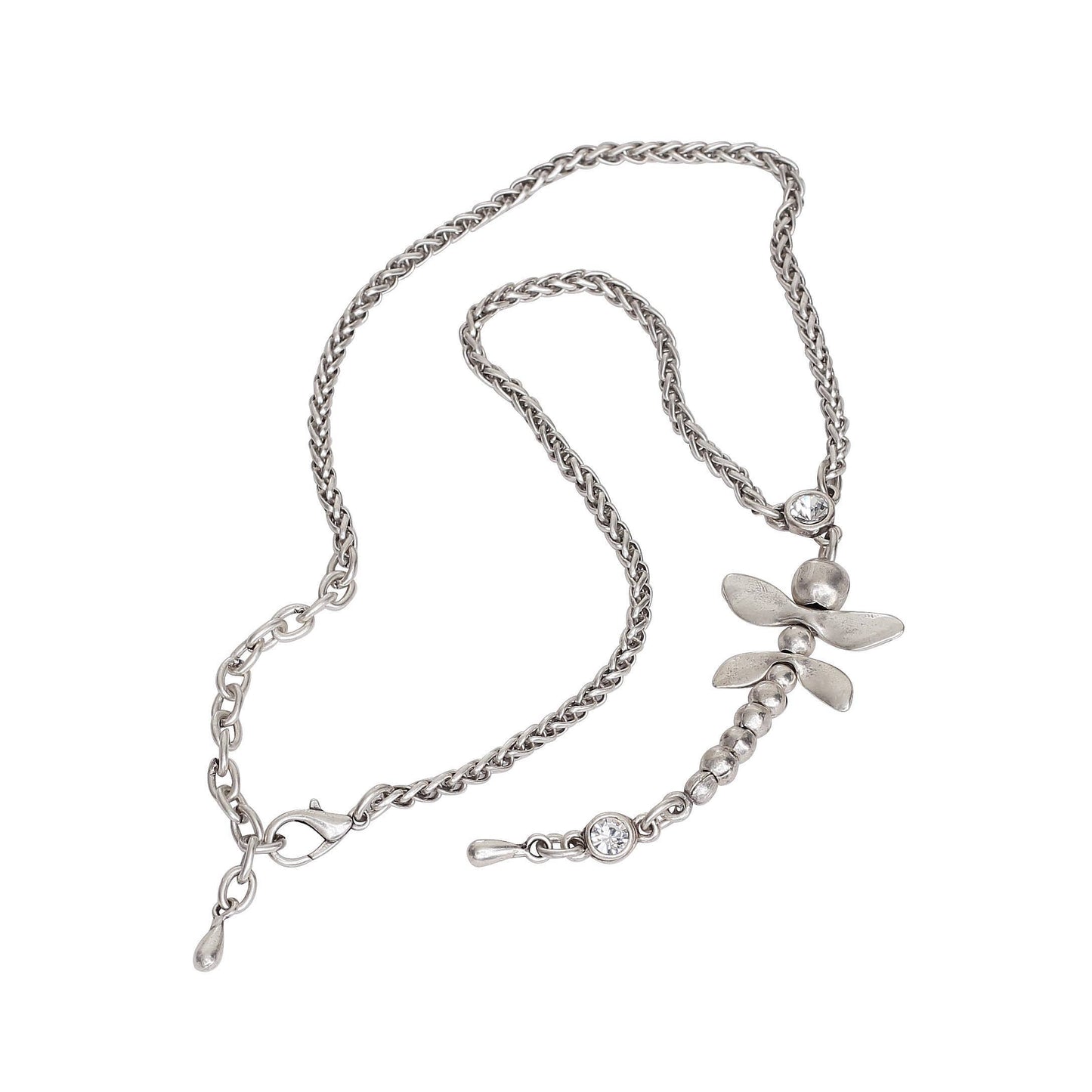 Handmade DragonFly Crystal Pewter Necklace - 3956