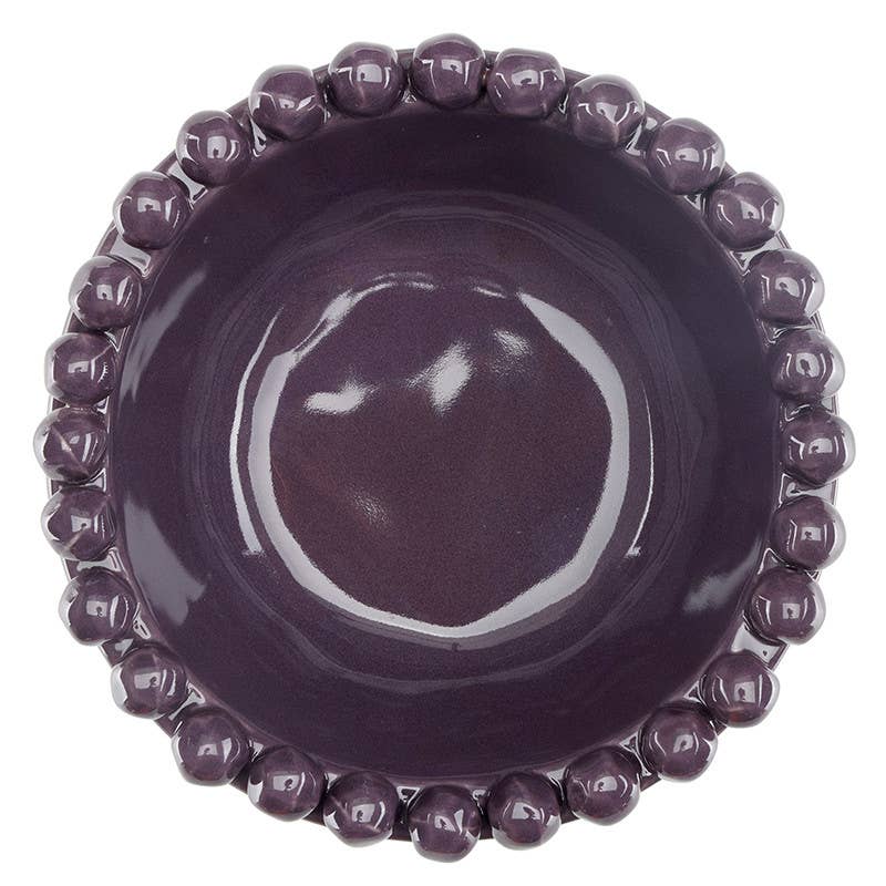 Ceramic Beaded Bowl - Small - Aubergine: 5" Dia x 2" H