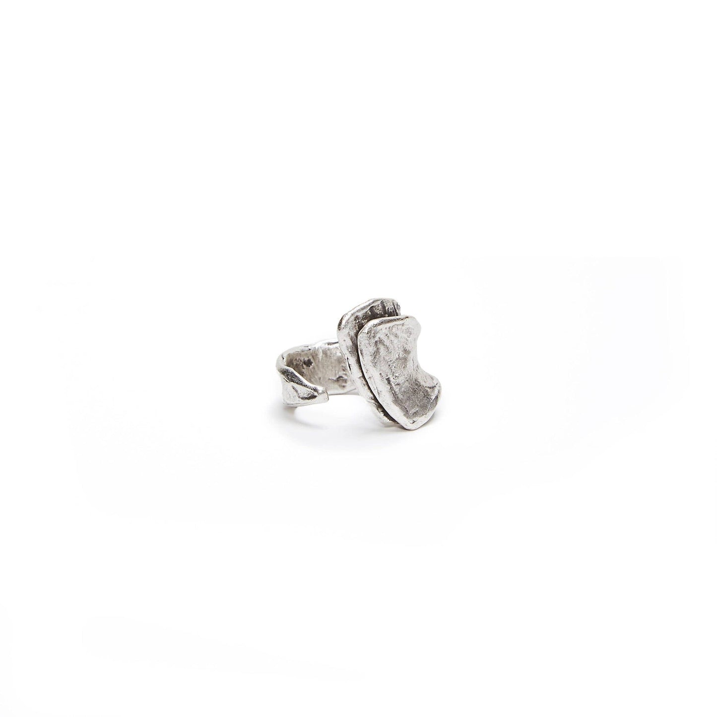 Handmade Brass Ring In Silver Plated - 6857