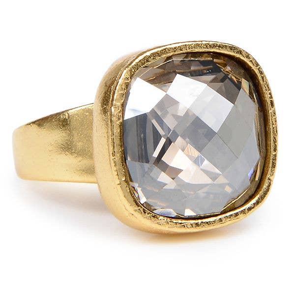 Single Square Crystal Ring: 9