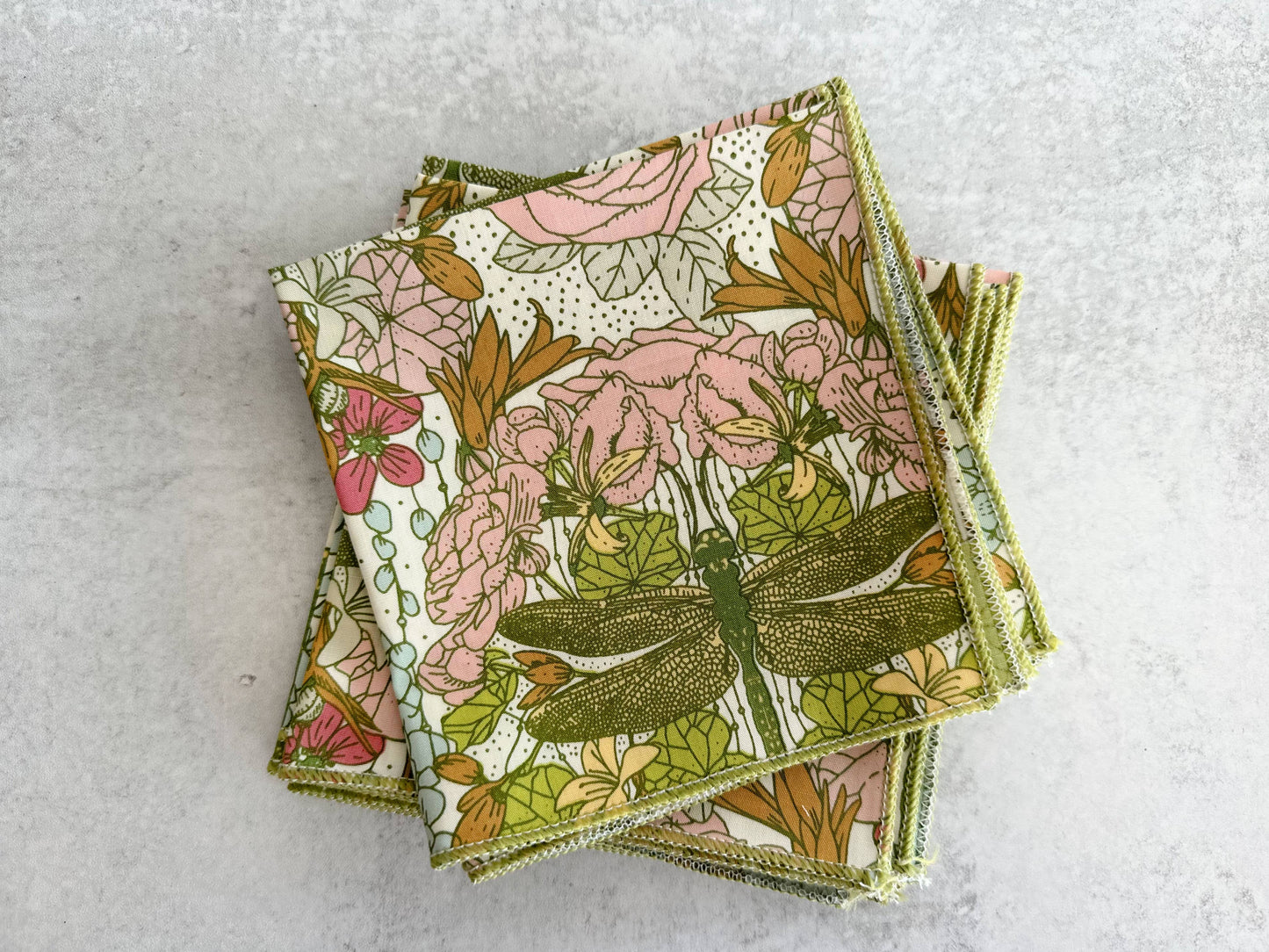 Dragonfly Garden Cloth Napkins, set of four: Dinner