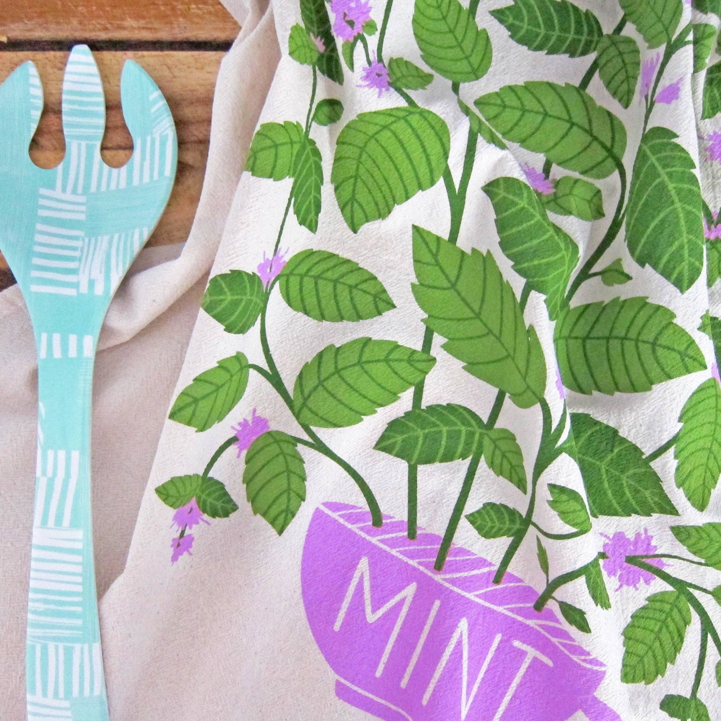 FRESH HERBS (Basil, Mint) - Tea Towel Set of 2