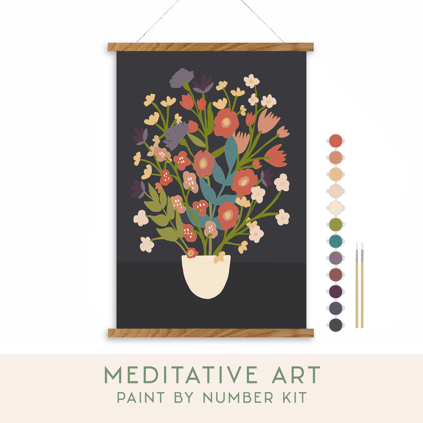 Flower Bouquet Meditative Art Paint by Number Kit: Kit + Magnetic Frame