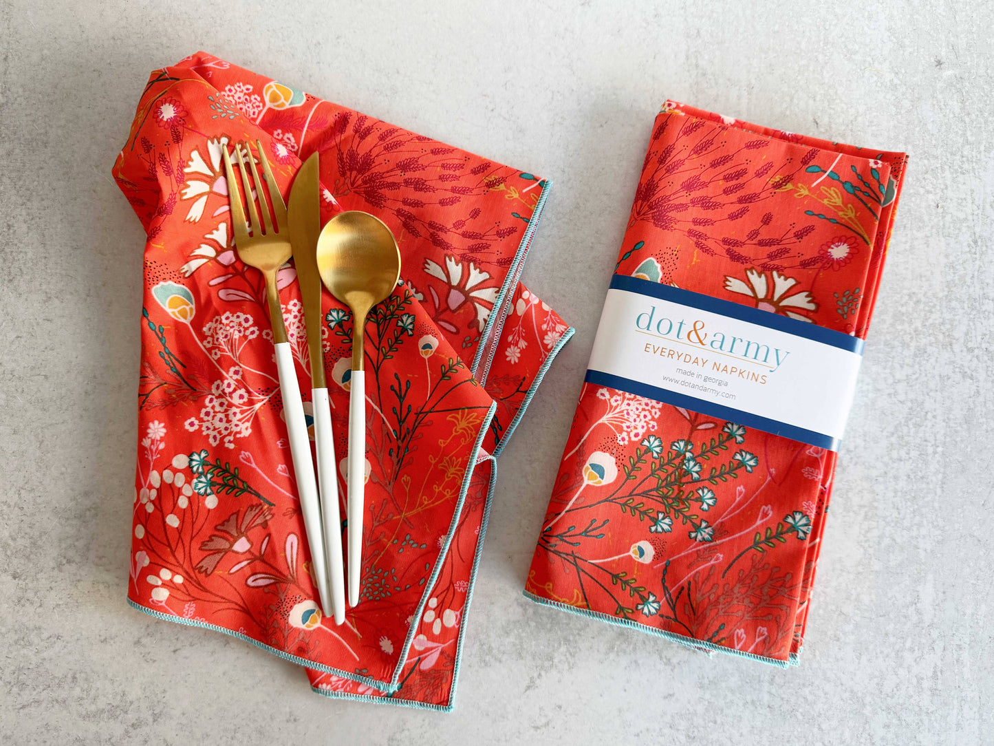 Papaya Peacock Cloth Napkins, set of four : Dinner