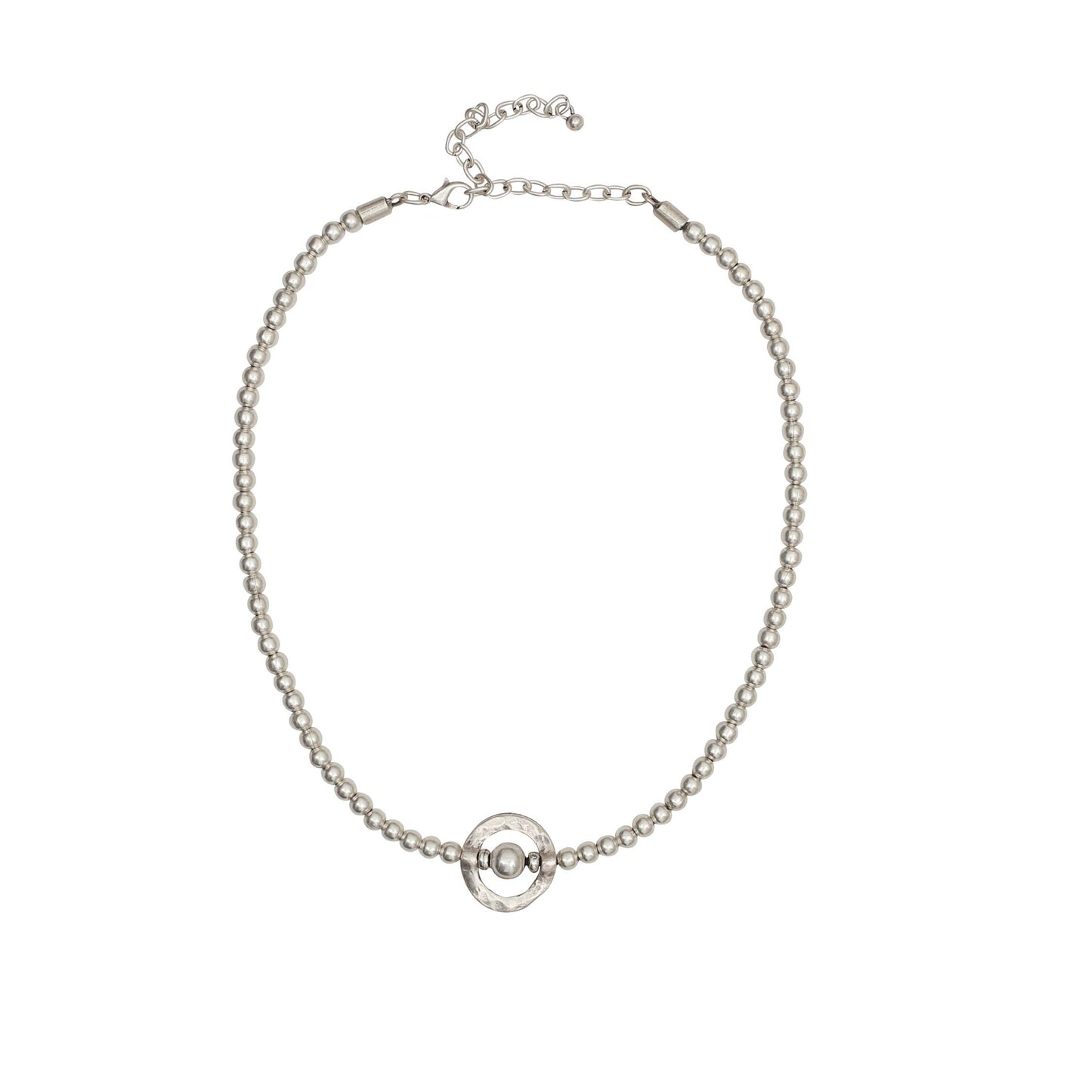 Handmade Beaded Pewter Necklace - NN3512