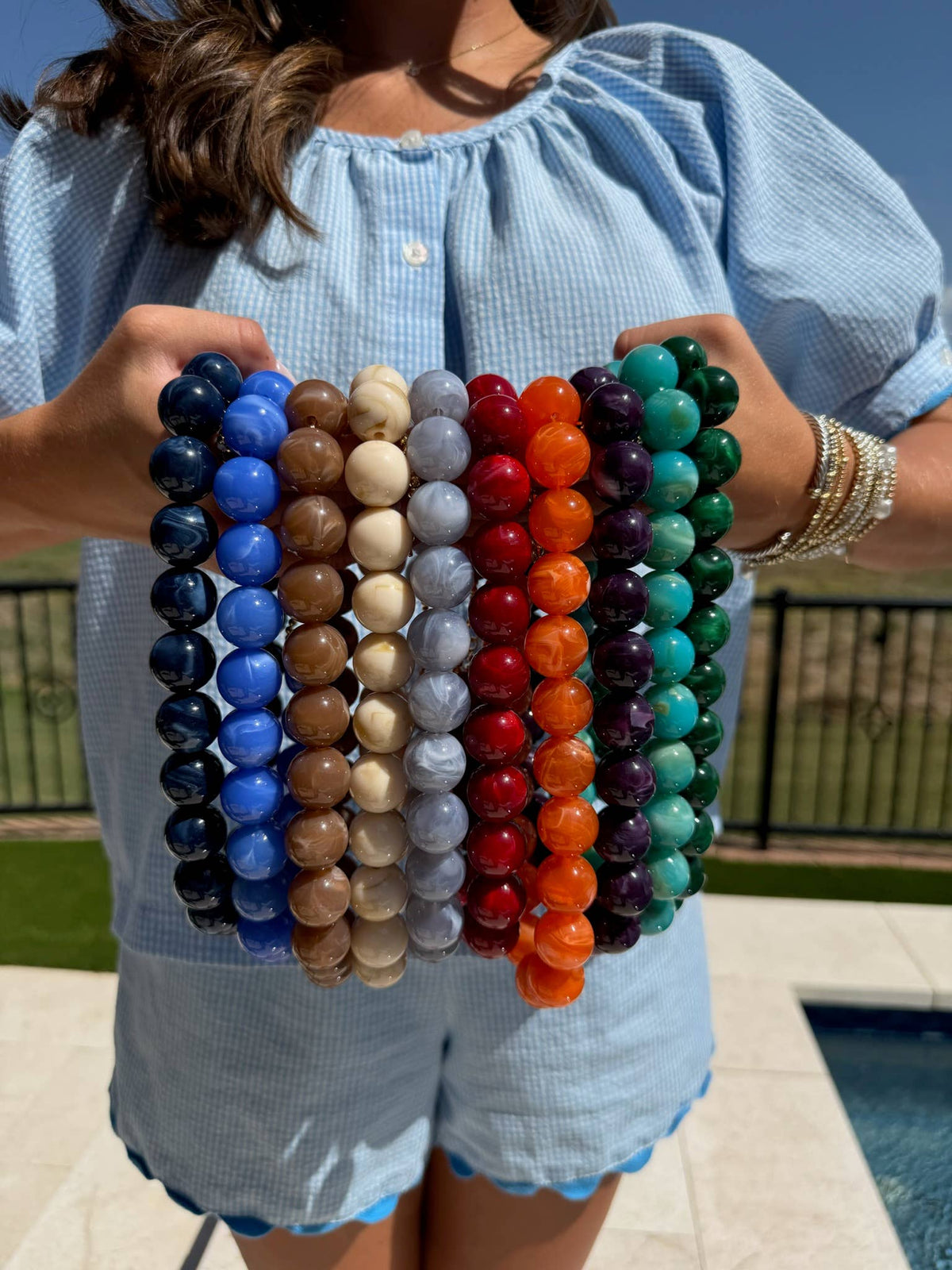 Carter Chunky Beaded Necklace - Turquoise