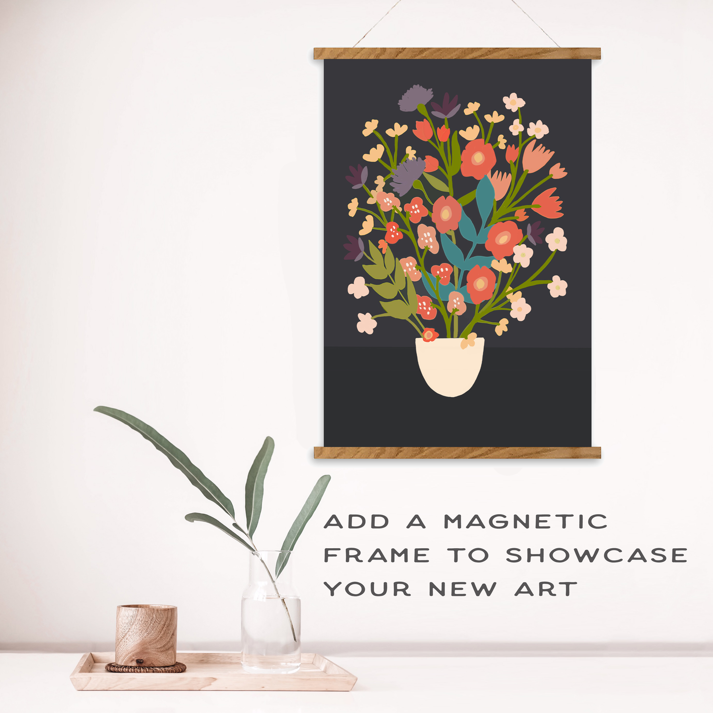 Flower Bouquet Meditative Art Paint by Number Kit: Kit + Magnetic Frame