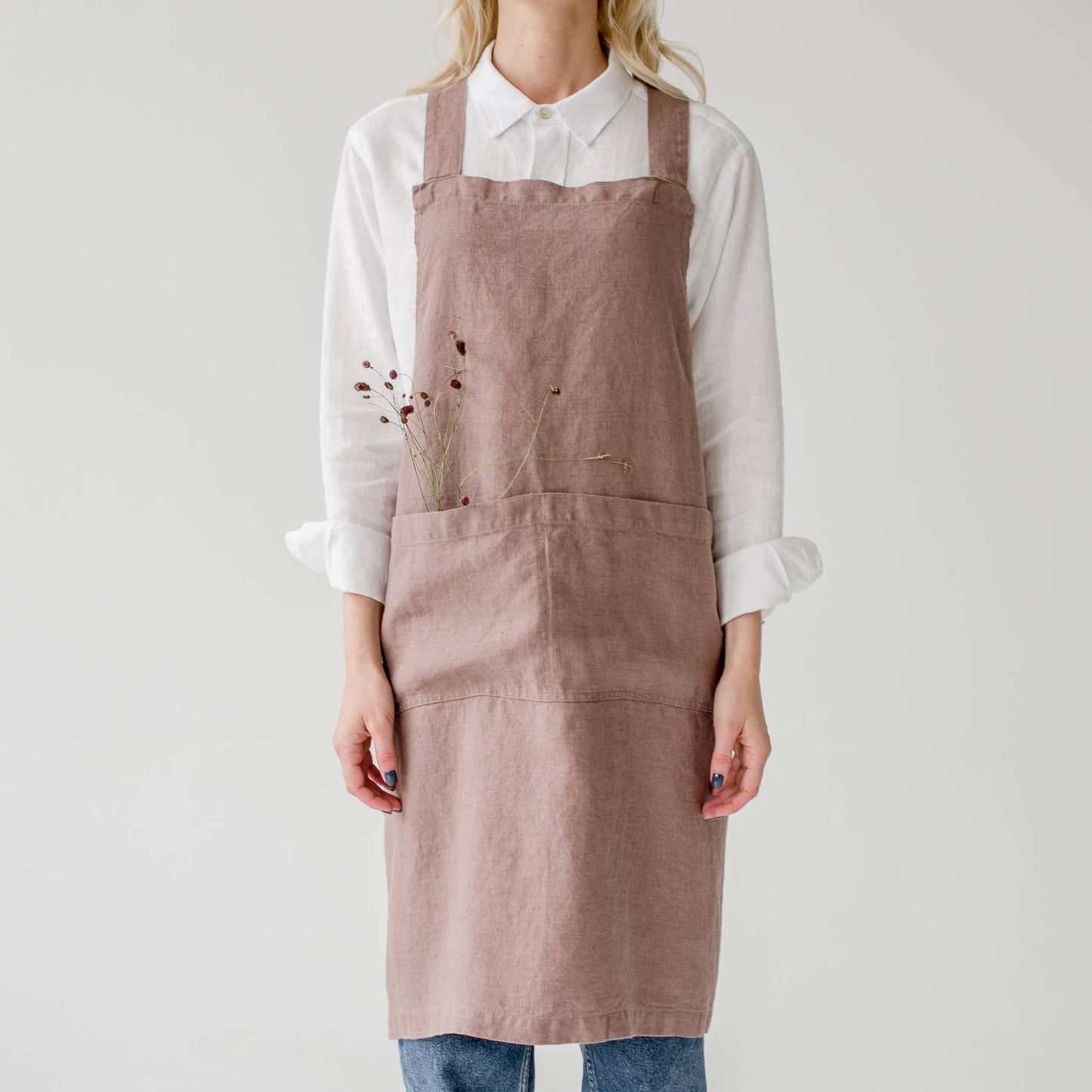 Ashes of Roses Linen Crossback Apron