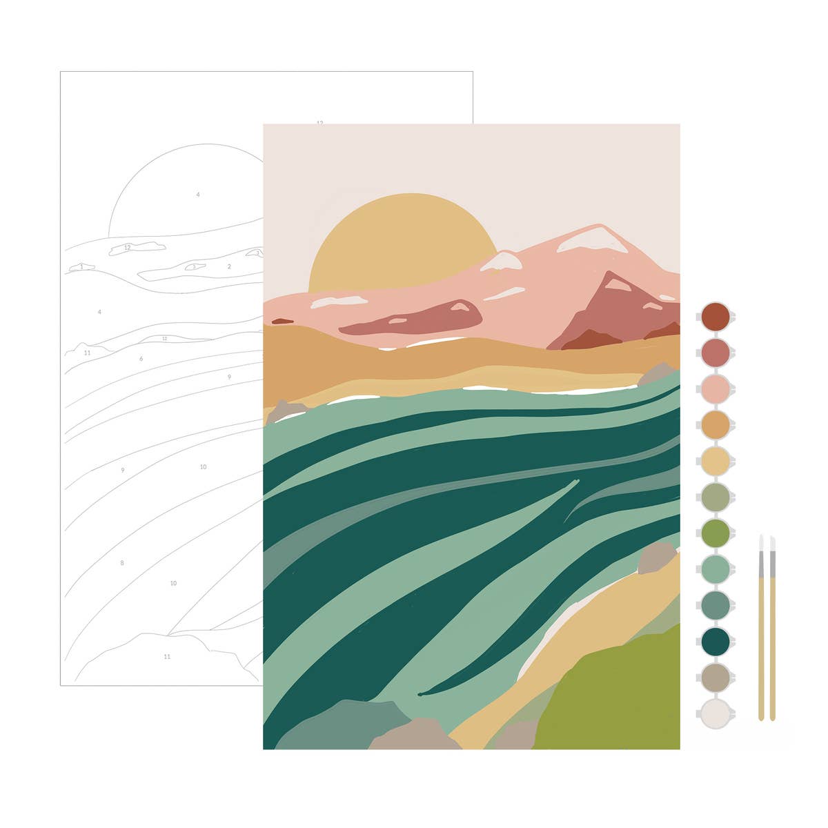 River Walk Meditative Art Paint by Number Kit: Kit + Magnetic Frame
