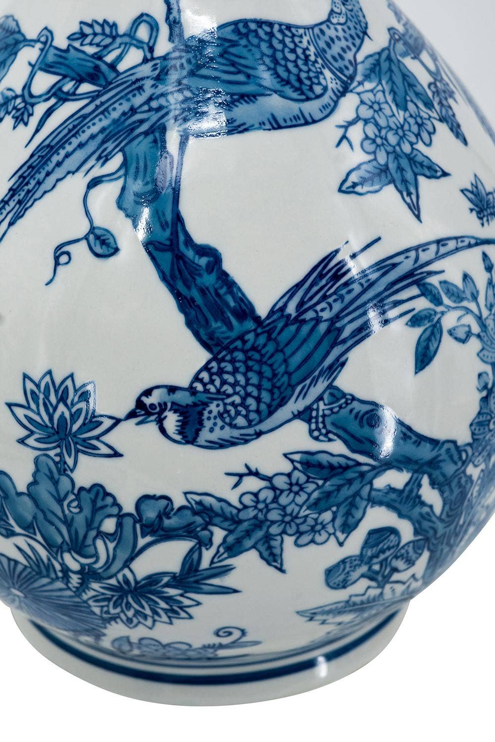 D8.5x14" Blue White Porcelain Teardrop Vase Nature-Inspired