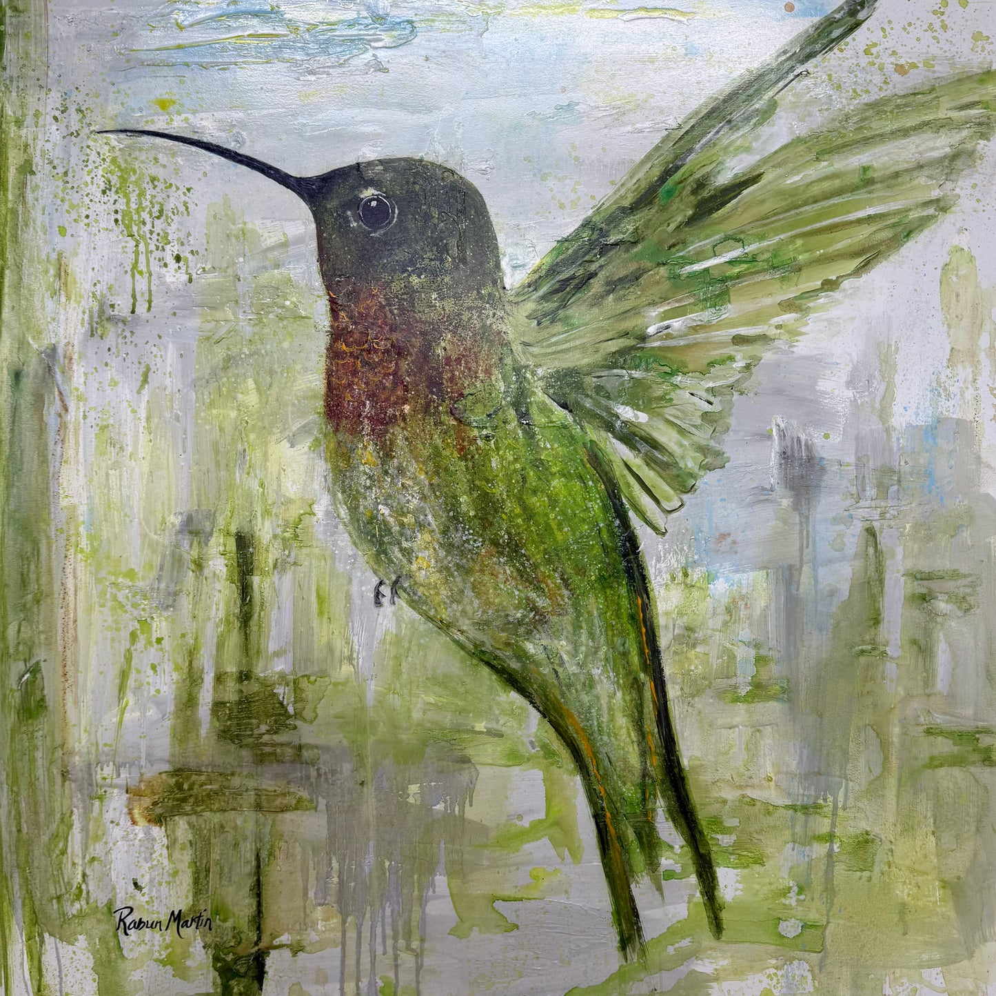 3x3 | Green Hummingbird | Original