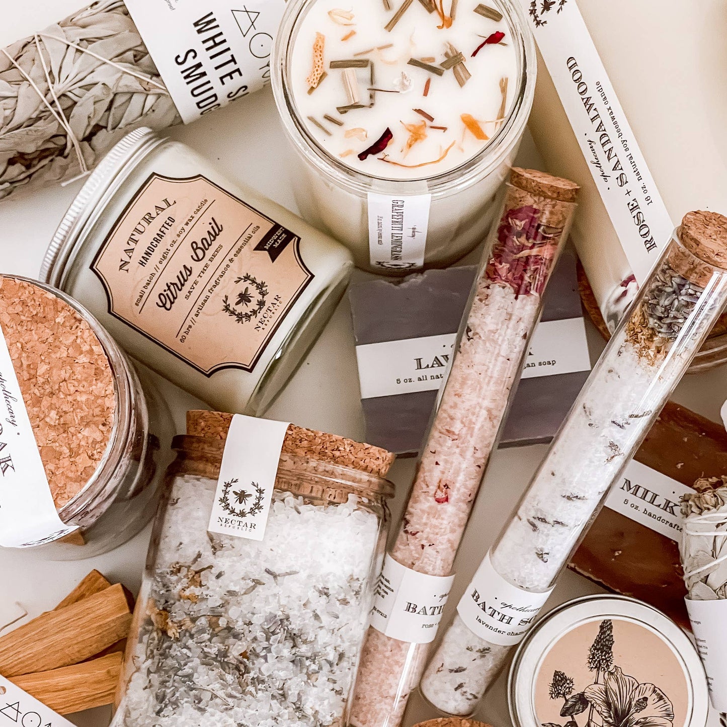 Rose Sandalwood Bath Soak Tube | salts garden gift spa tea