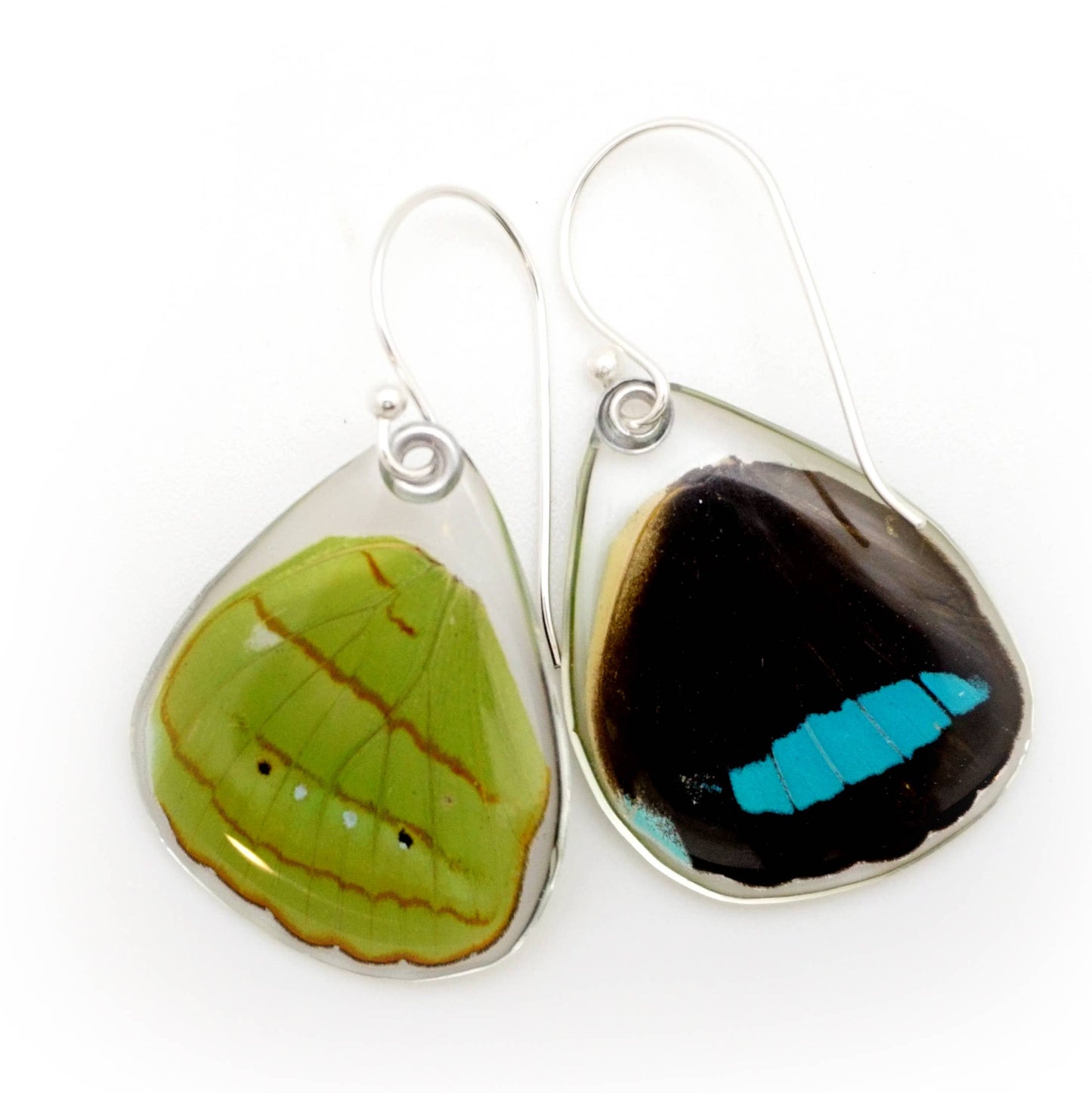 0593 Butterfly Earrings, Hewitson's Olivewing, Bottom Wings