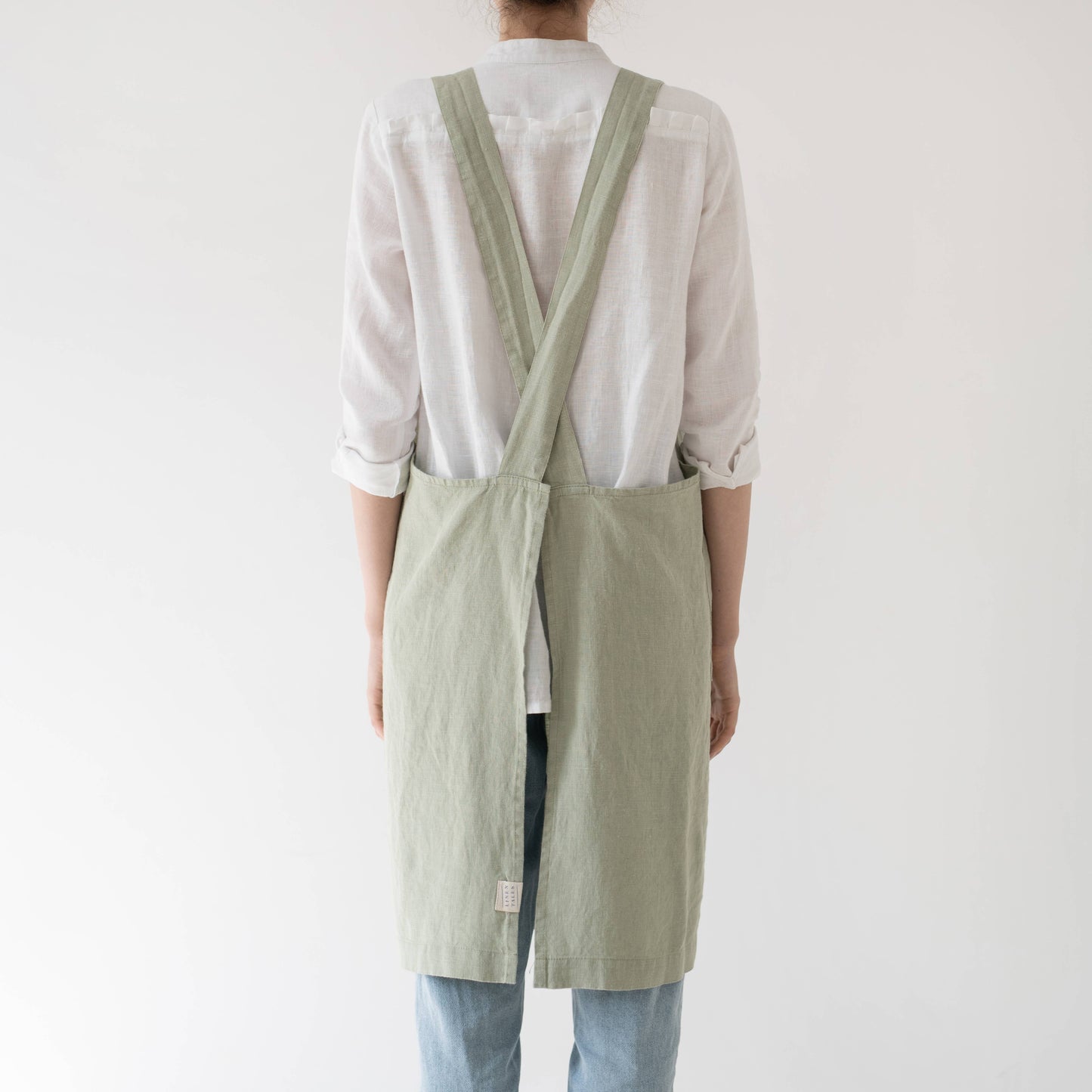 Sage Linen Crossback Apron