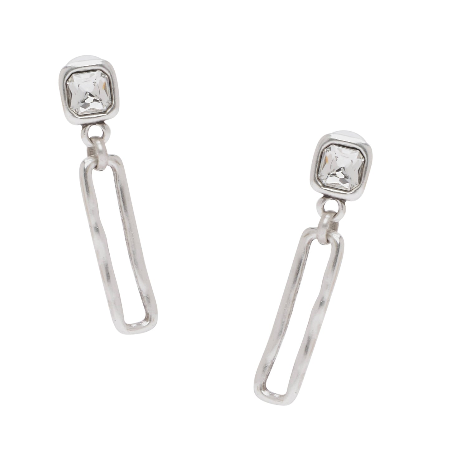 Handmade Clear Crystal Pewter Earrings - 1962