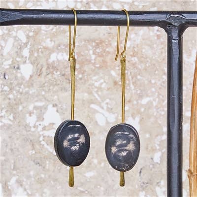 Sema Earrings - Dark Horn, Brass