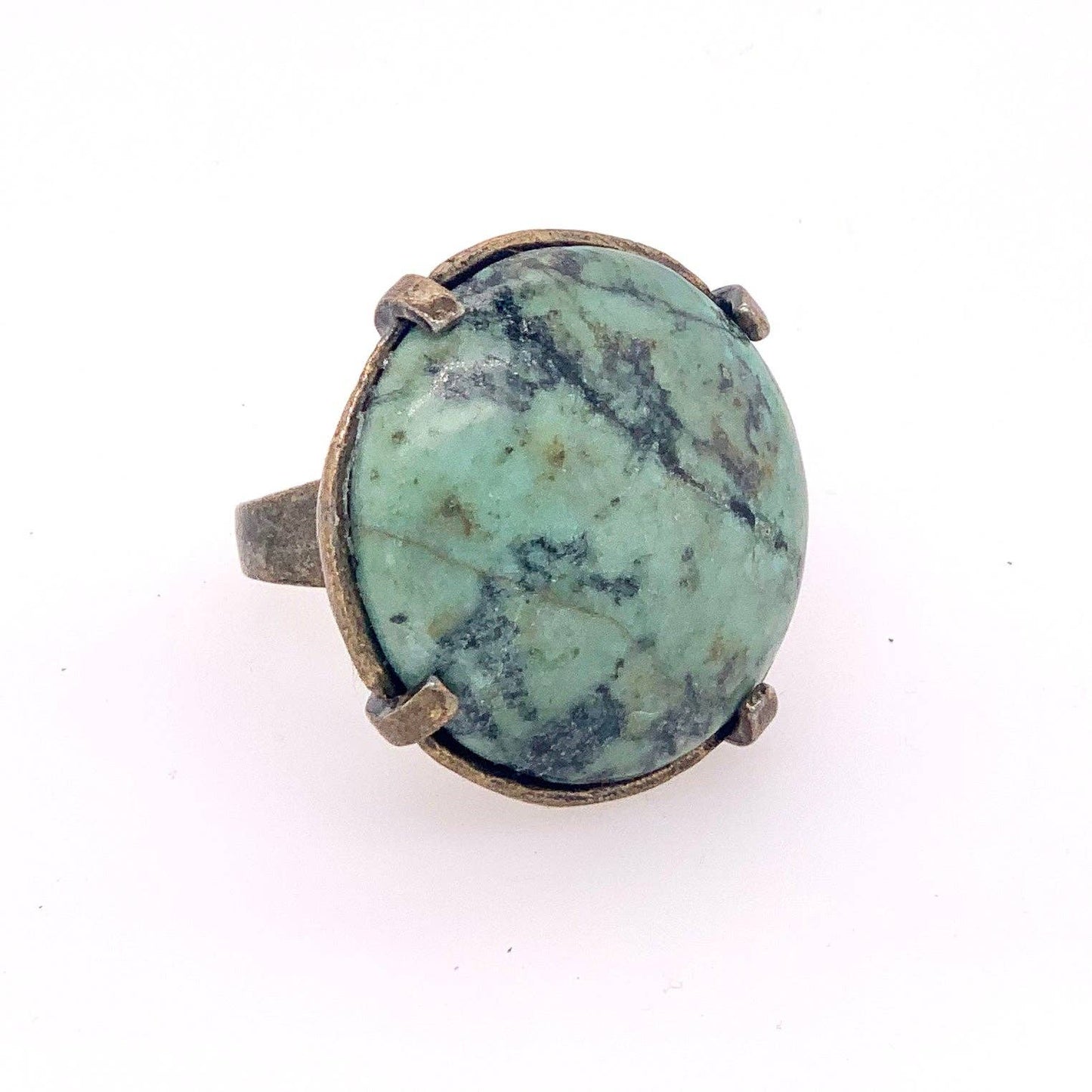 Single Round Cabochon Ring: 7 / African Turq