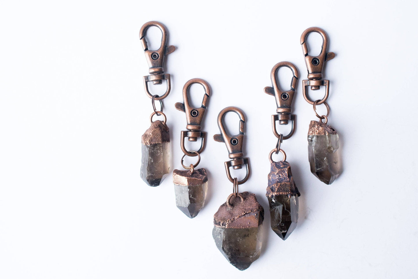 Smokey Quartz Crystal Keychain