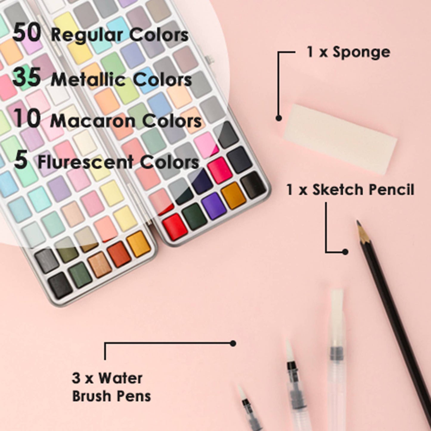 Watercolor Set of 100 With Brush