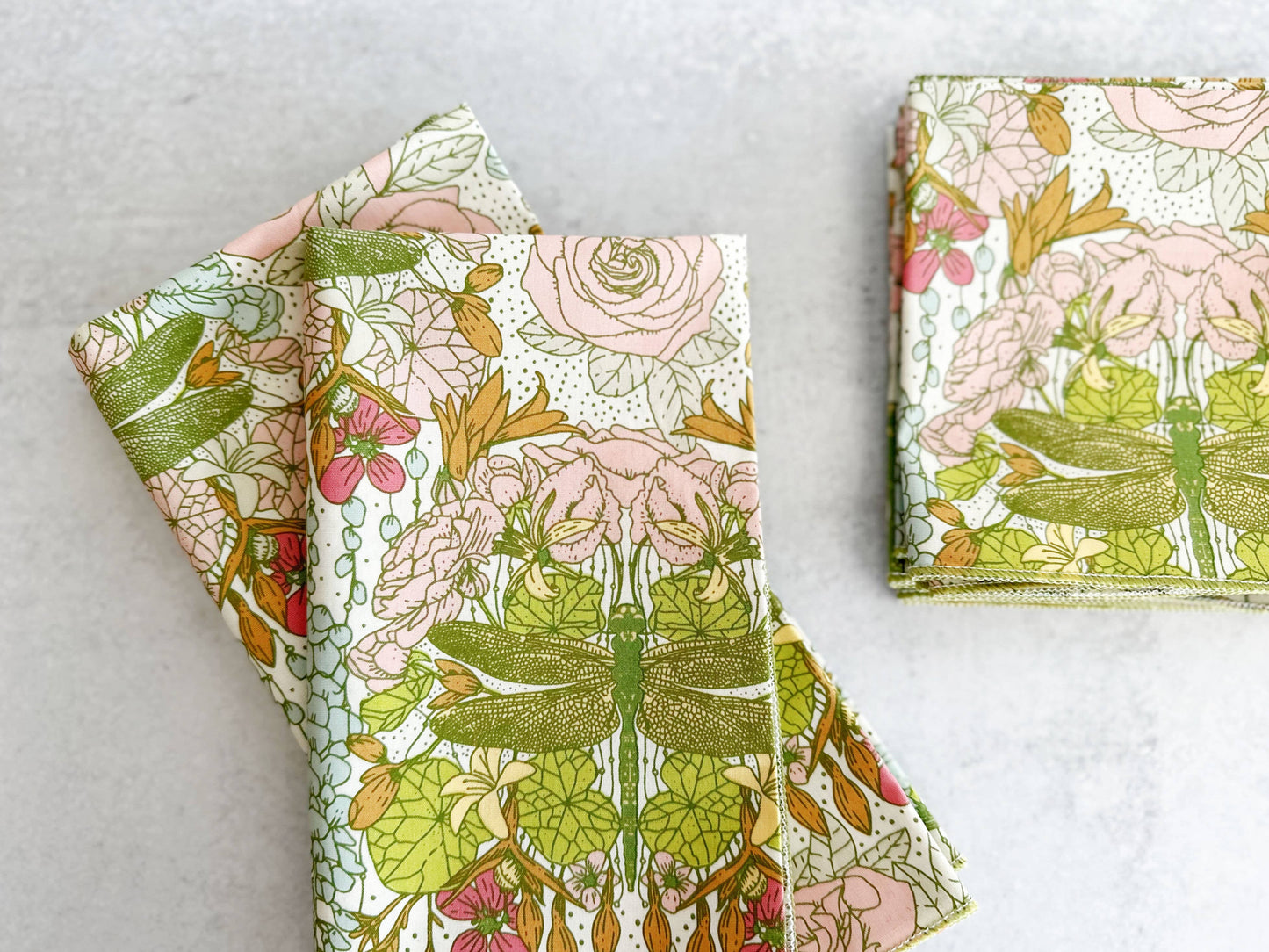 Dragonfly Garden Cloth Napkins, set of four: Dinner