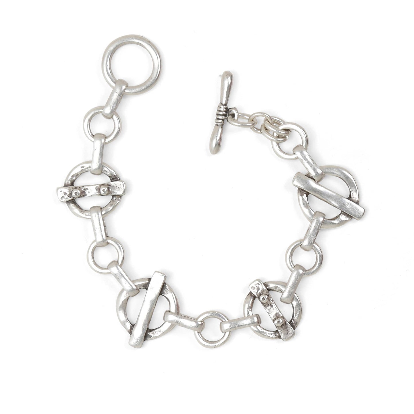 Handmade Pewter Link & Chain Bracelet - 2832