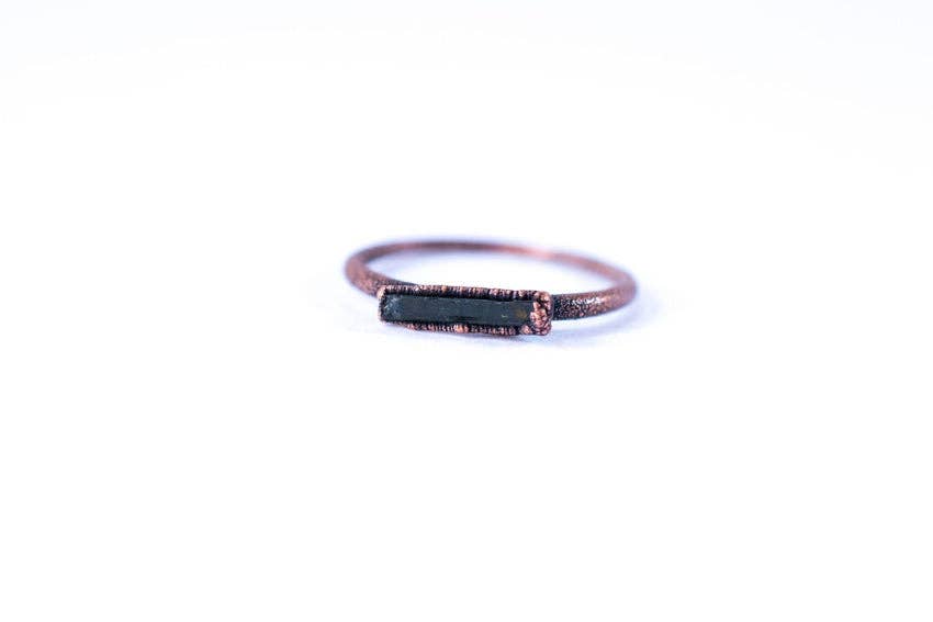 Green Tourmaline Crystal Ring: 8.5